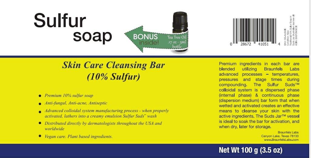 Traditional 10% Sulfur Soap in Suds Jar (Australian tea tree oil)