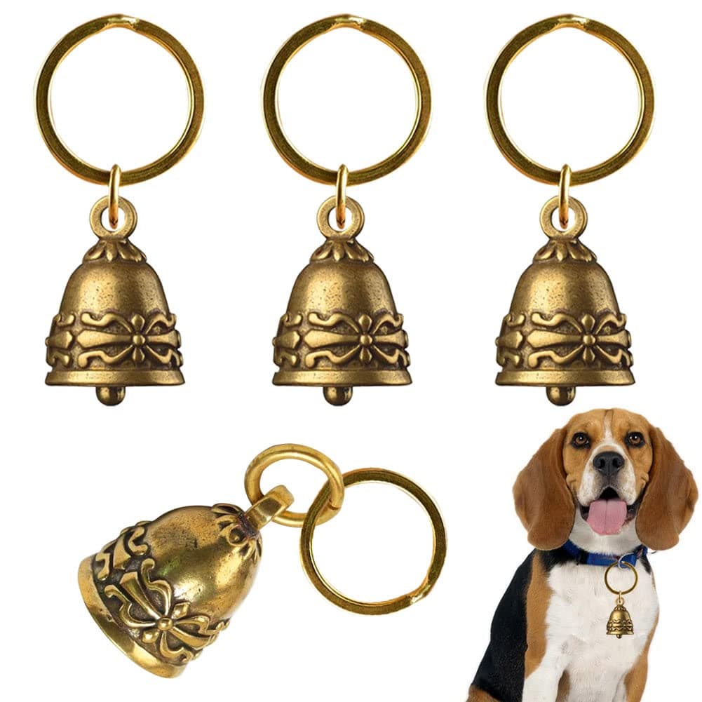 4 PCS Copper Collar Bells for Small Pets - Retro Craft Bells, 0.7 Inch, Not Bulk, DIY, Anti-Lost ID Tags