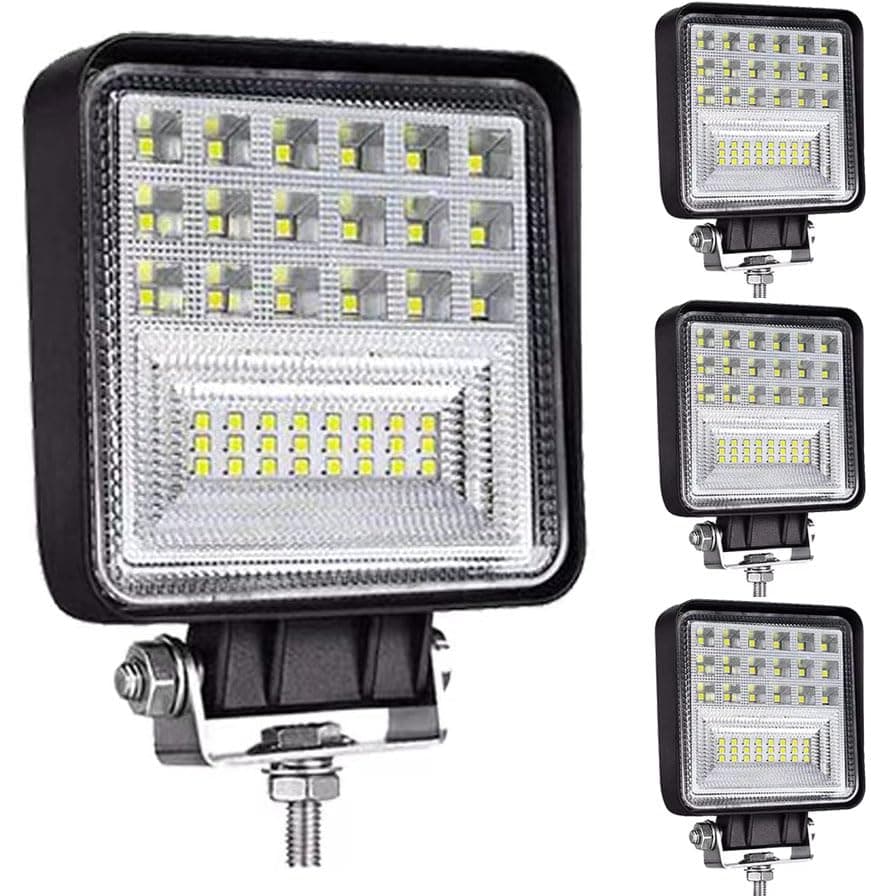 WINBANG LED Work Lights for Truck Tractor, 4 inch 126W Square LED Pod Lights,12V 24V Waterproof Cube Spot/Flood Off-Road Light Bar for Car Boat ATV UTV Golf Cart Snow Blower Pickup