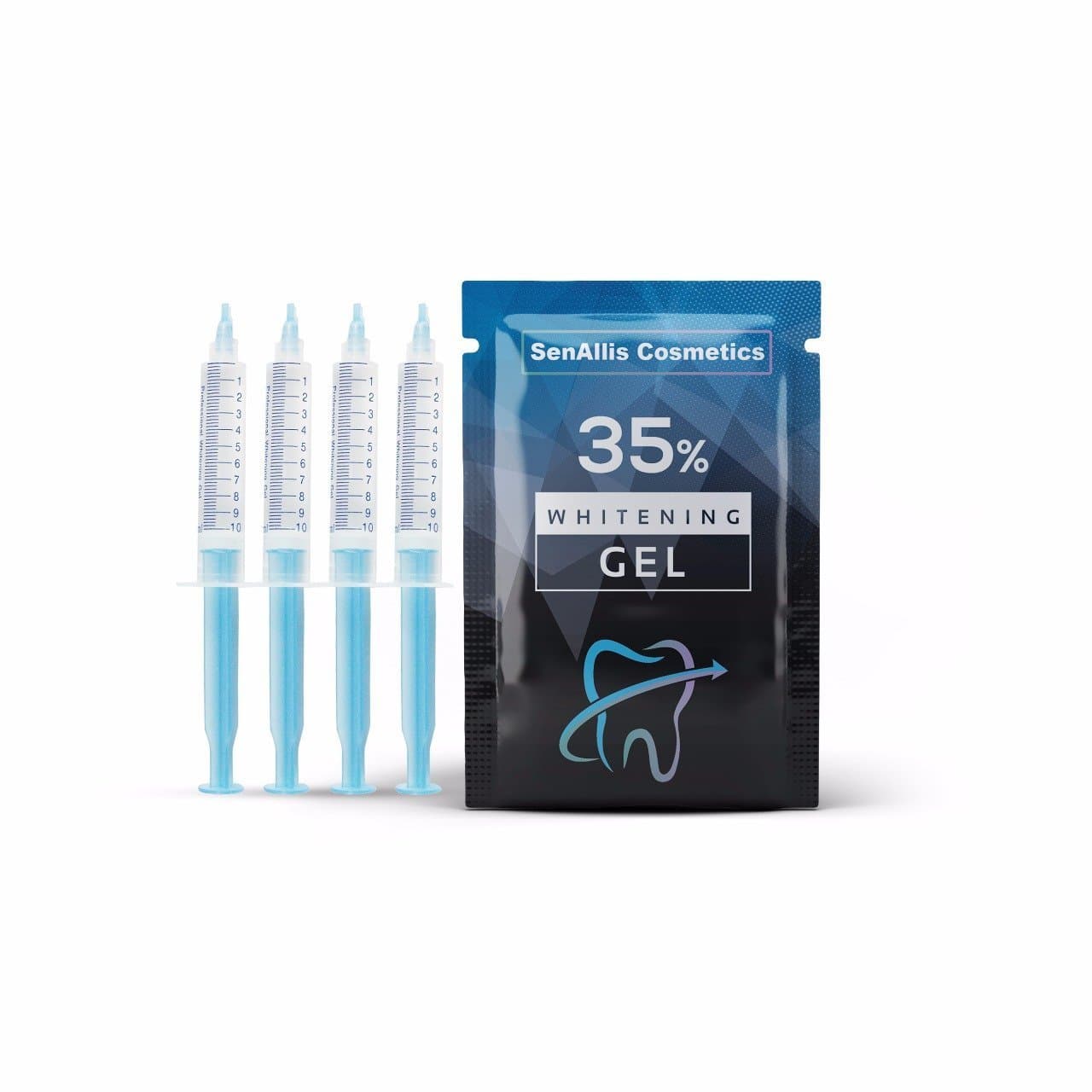 Four 10mL Syringes SenAllis Cosmetics Teeth Whitening Gel, 40mL 35% Gel Syringes, Fast & More Effective Than Teeth Whitening Strips, Refills Gel Compatible With Most Teeth Whitening Kits