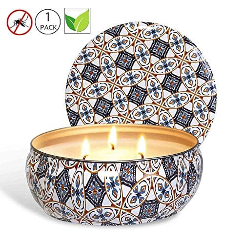 HELLY Citronella Oil Aromatherapy Candle,Natural Soy Wax, Outdoor and Indoor-6pack (Blue)