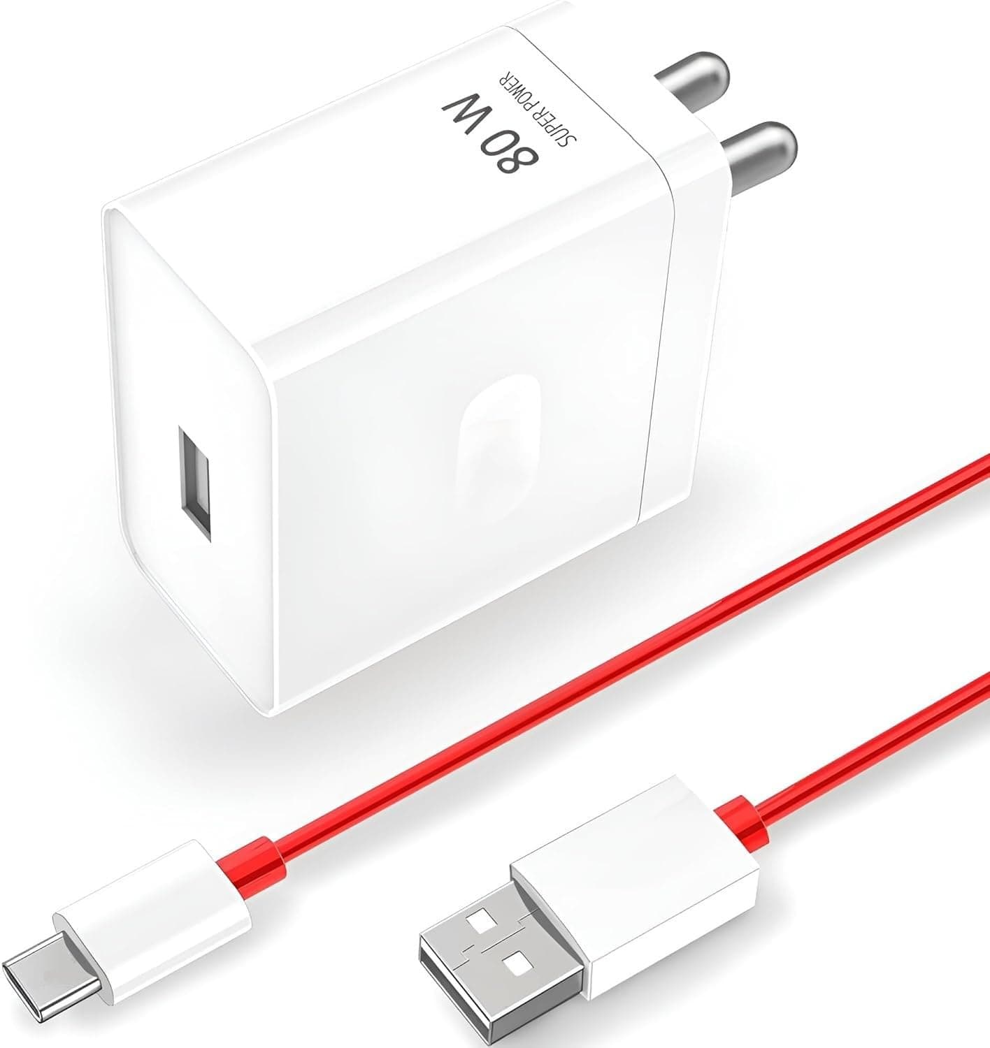 Original 80W SUPERVOOC Dash Wrap Charger for One Plus Nord CE3 Original 80 W SUPERVOOC Charger | Original Adapter Like Qualcomm QC 4.0 Quick Charge Adaptive Fast Charging, Rapid, Dash (SE2,White)