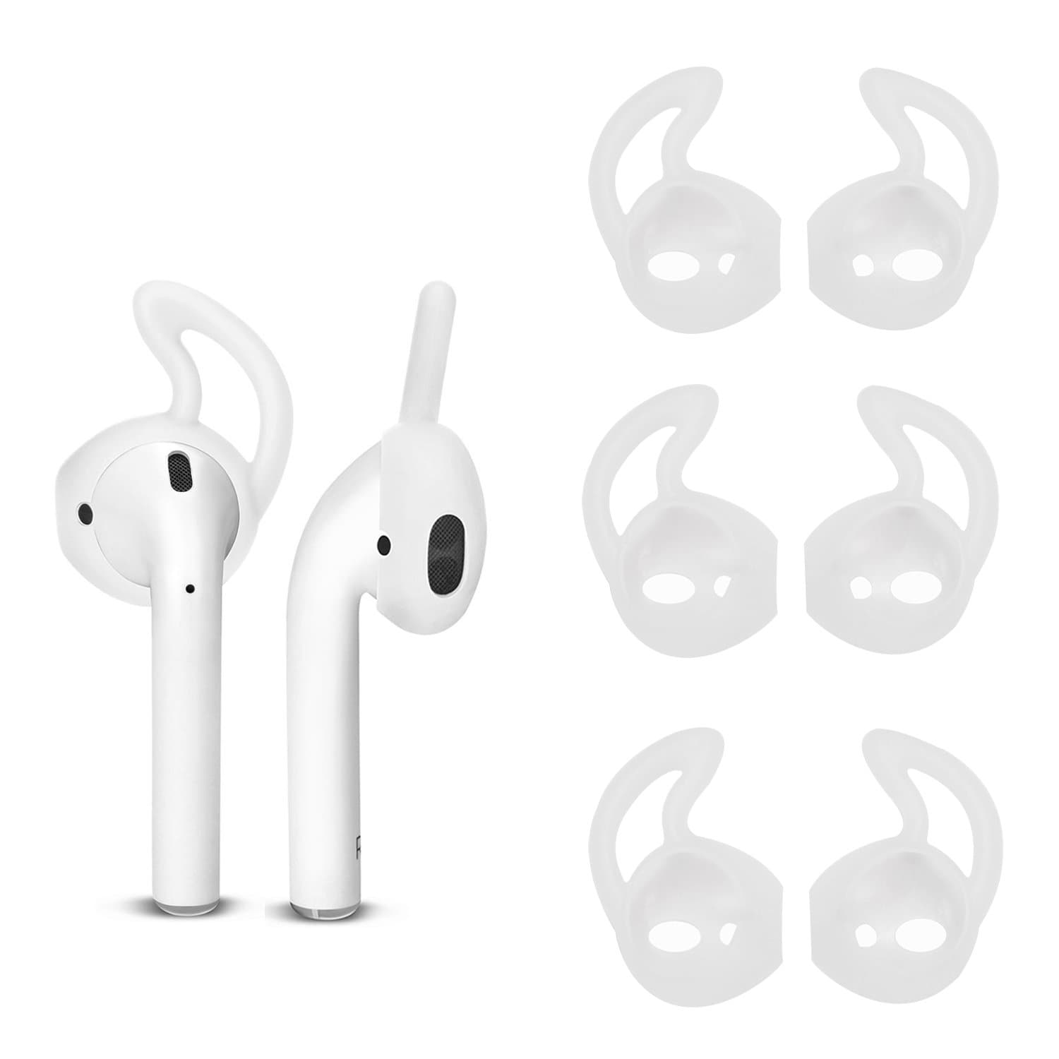 6 Pieces airpod Silicone Ear Tips,AirPods Ear Hooks Apple Earpods Cover Tips,Silicone Covers for Apple Earphones Headphones(Clear)