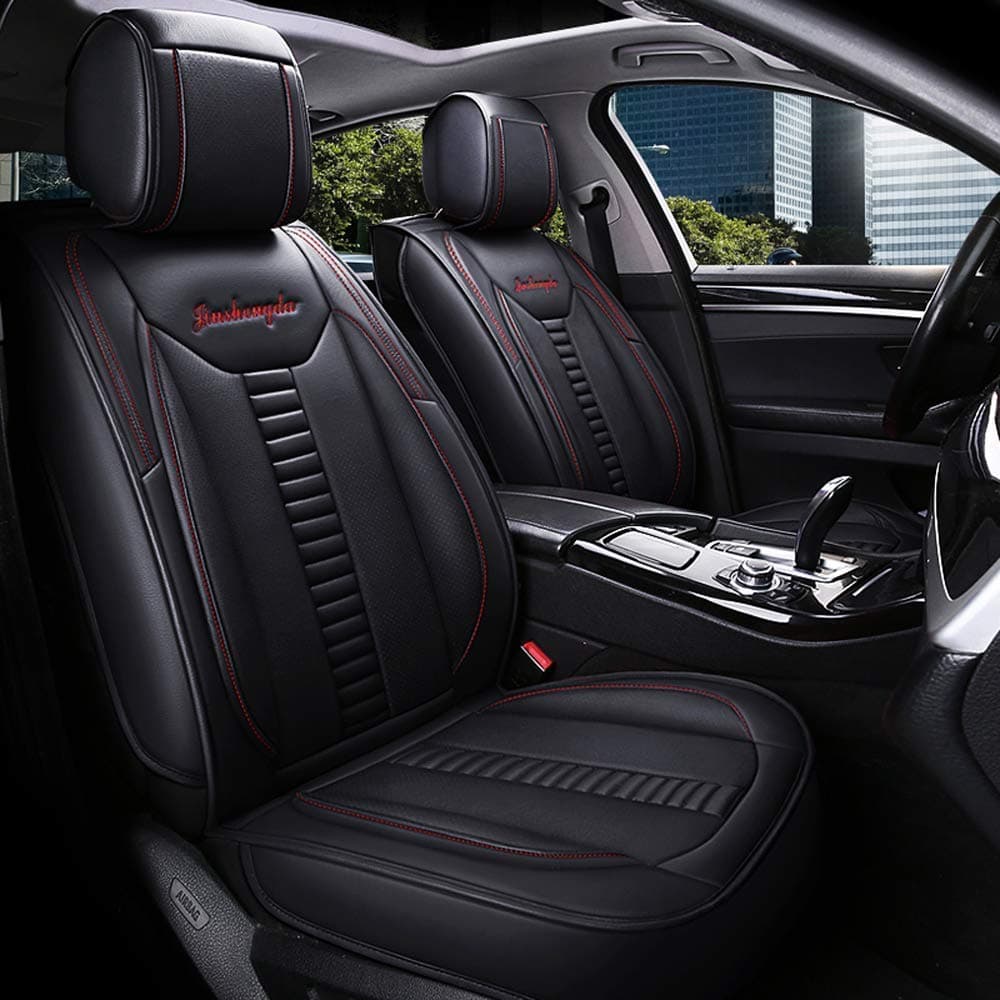 Car Seat Cushion Perforated Leather Breathable 5 Seats Full Set Easy to Clean Detachable Seat Covers Universal Fit for Most Cars SUV Vans Trucks for Years Round Use