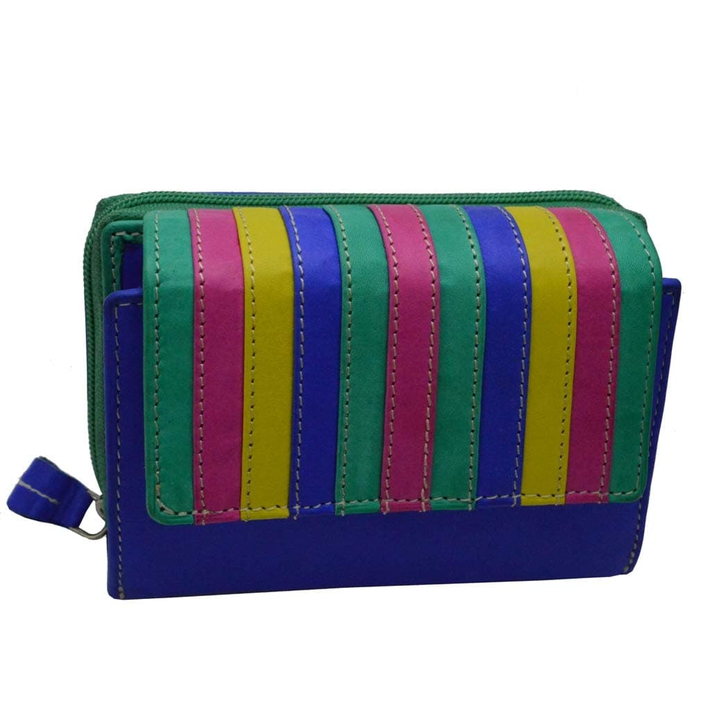 flevado Multi-coloured women's wallet genuine leather bright colourful with RFID protection.