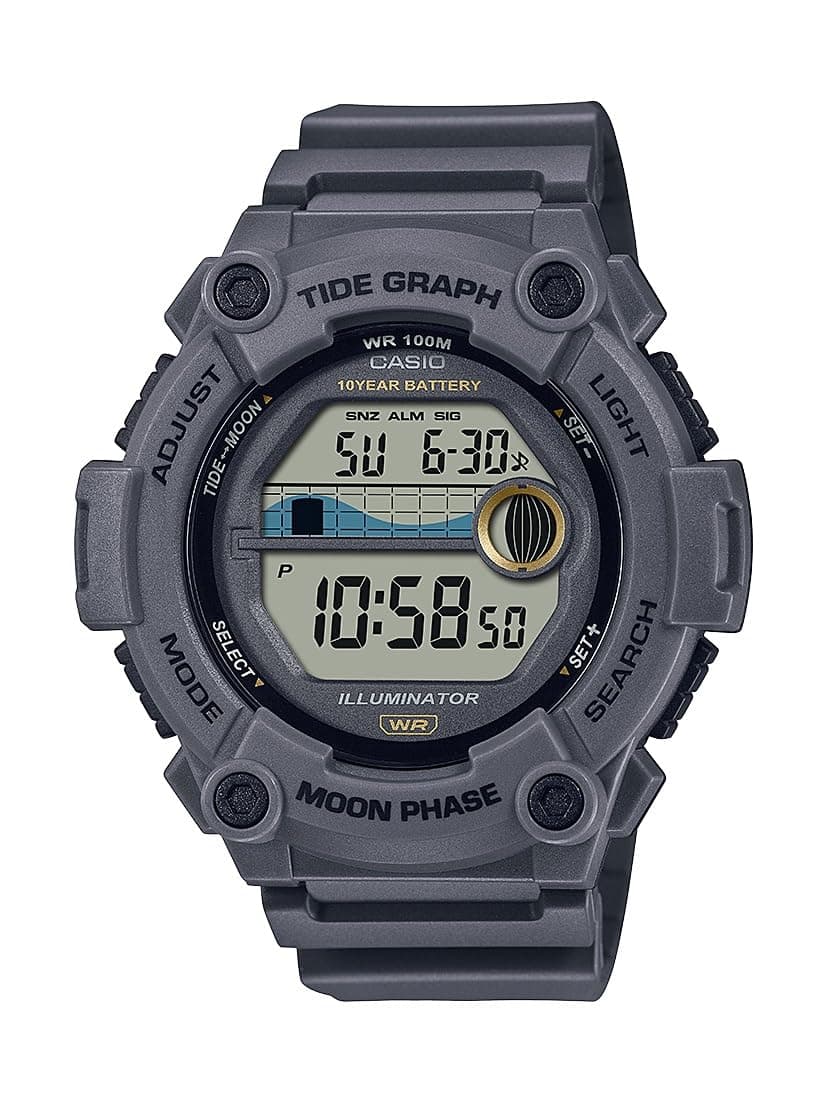 WS1300H Series | Digital Watch | 100 Meter Water Resistance | LED Backlight | 1/100 SEC Stopwatch | Tide Graph | Coundtown Timer | LED Light | Multi Function Alarms | 10 Year Battery