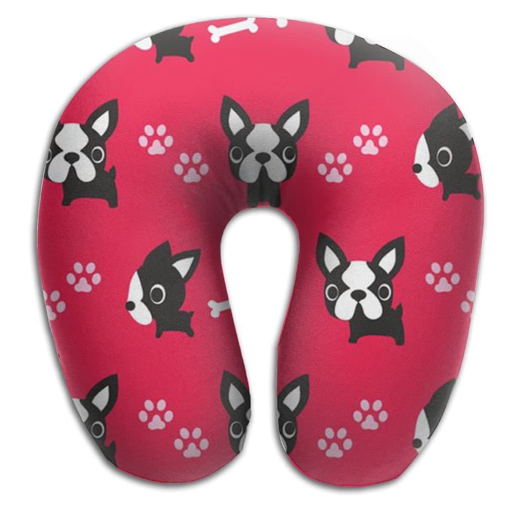 Boston Terrier Comfortable Brace Neck Pillow Spa Memory Foam U-SHAPE For Flying Man