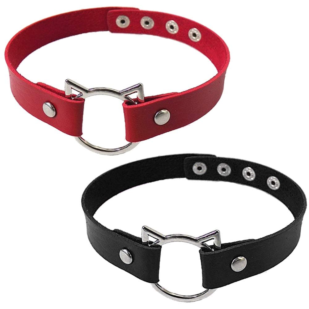 ETHOONAdjustable Leather Choker Collar Soft PU Cat Punk Choker Necklace for Women