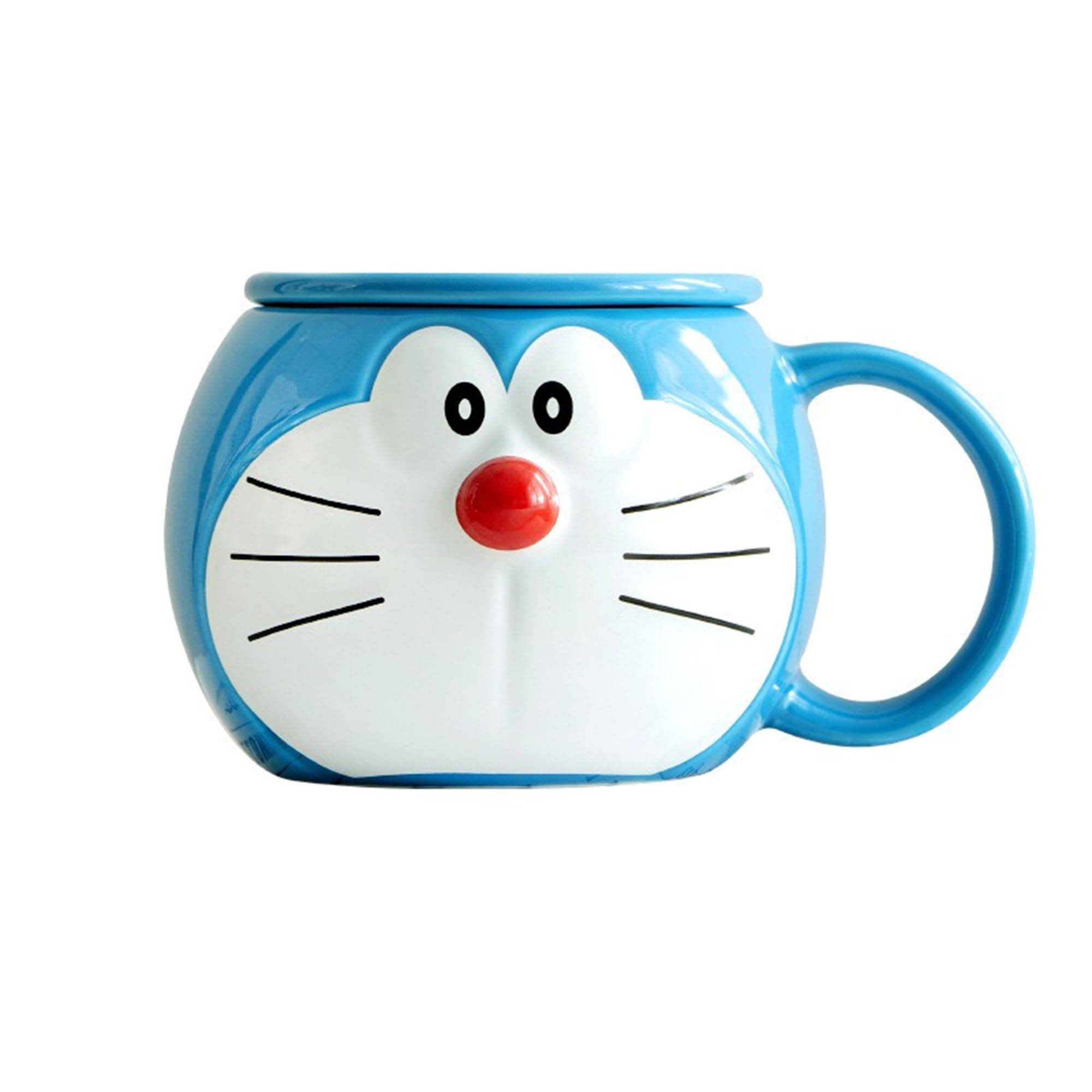 Large Capacity Ceramic Coffee Mug 16oz 480ml - Blue White Cat Design, Dishwasher & Microwave Safe Anime Style Gift for Fans
