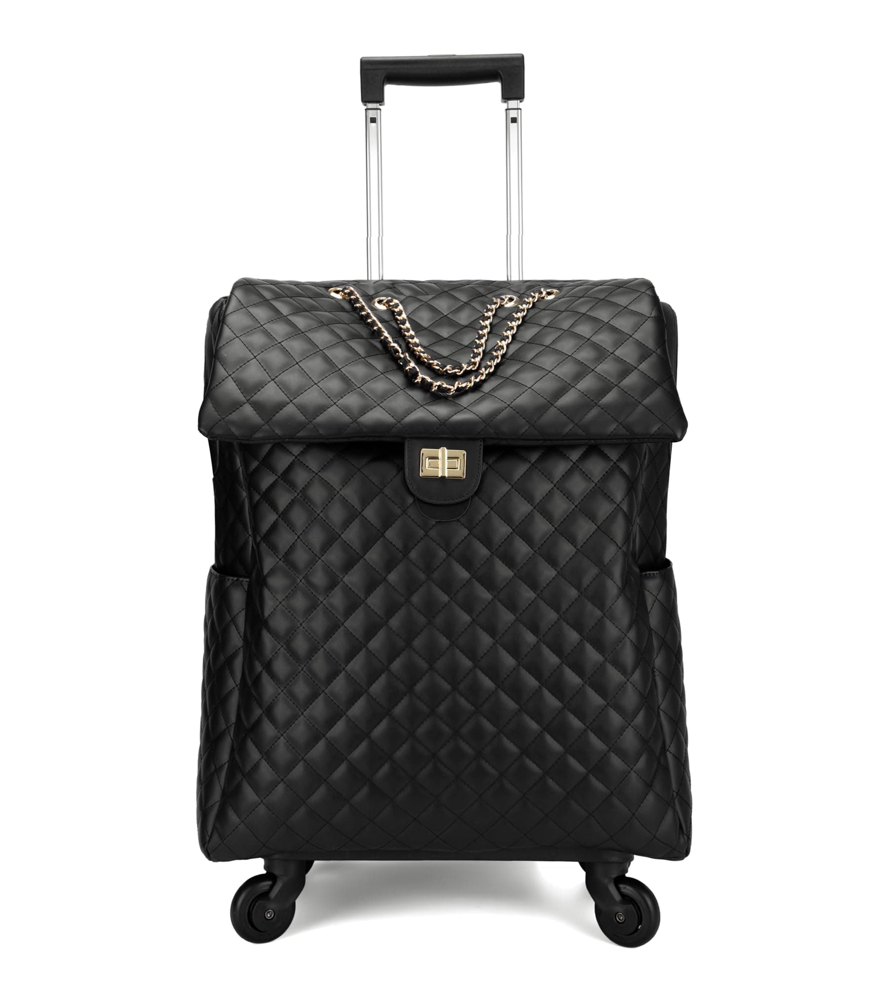 feilario 21in Leather Softside Underseat Carry on Suitcases Travel Duffel Bag with 4-rolling Spinner Wheels