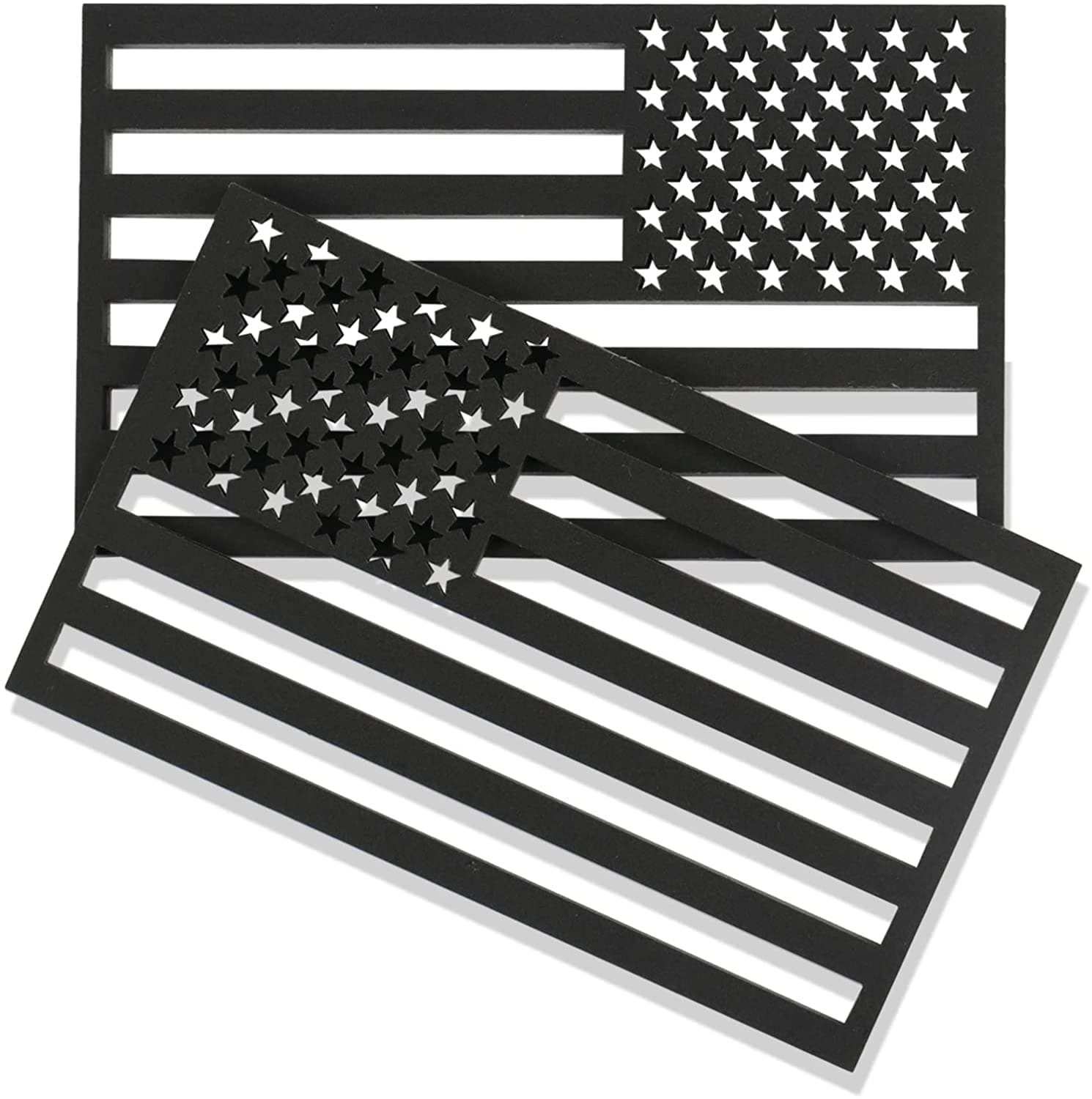 UYYE 2PCS 3D American Flag Cut-Out Emblem Decal, 3" x 5" USA Flag Decal Cut-Out Matte Car Stickers, Truck or SUV Accessories (Black Matte)
