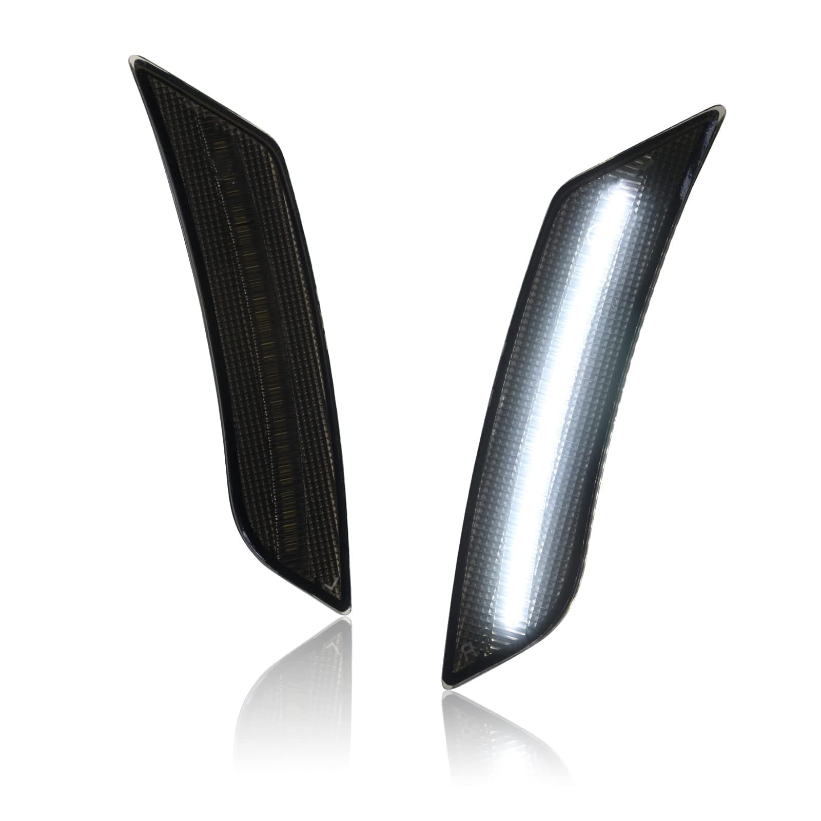 LED Side Marker Lights Smoked Lens Compatible with ATS 2013-2014/ XT5 2017-2024, Front Bumper White LED Sidemarker Lamp