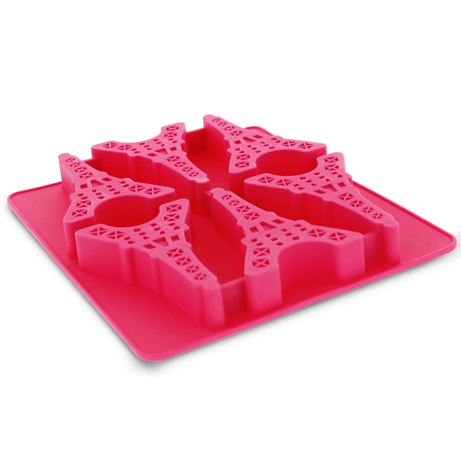 Elbee Home Slicone Chocolate, Candy, and Ice Mold, Lanmark Shapes (Eiffel Tower, Pink)