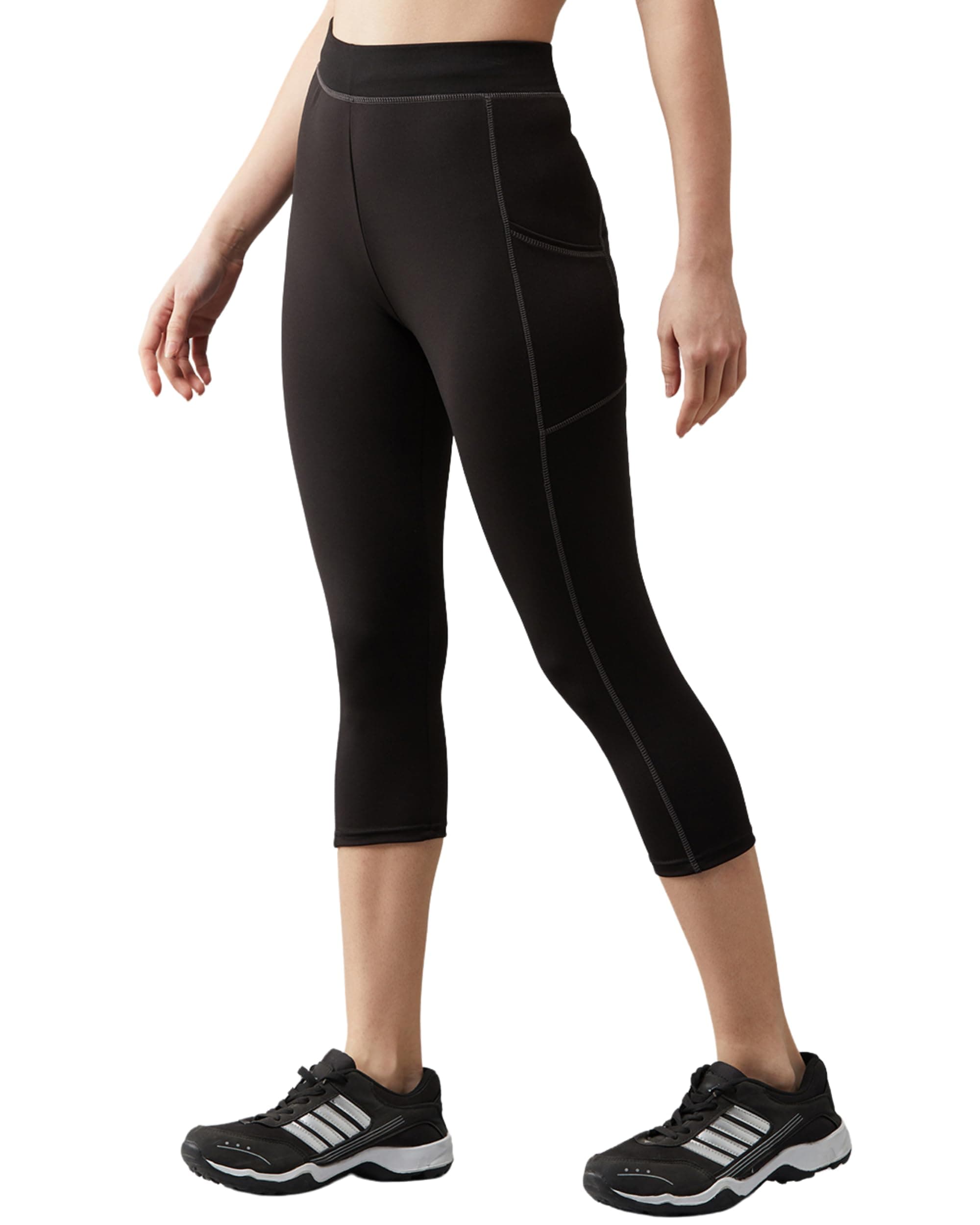 BLINKINWomen's Skinny Fit Mid Rise 3/4Th Gym Pants Workout, Capri With Side Pockets - Ultimate Active Wear Capris Tights Workout|Yoga Pants (015)