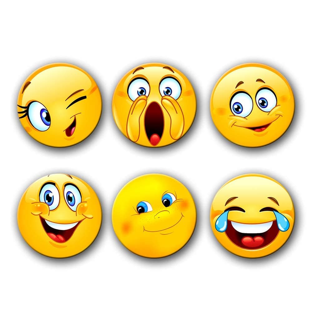 Round Cartoon Emoji Smile Smiley Face Emoji Fridge Magnets, Refrigerator Magnetic Sticker, Home Decoration, Office Magnets, Classroom Funny Magnet Decorate Mood Magnets for Lockers, (Pack of 4 Pcs)