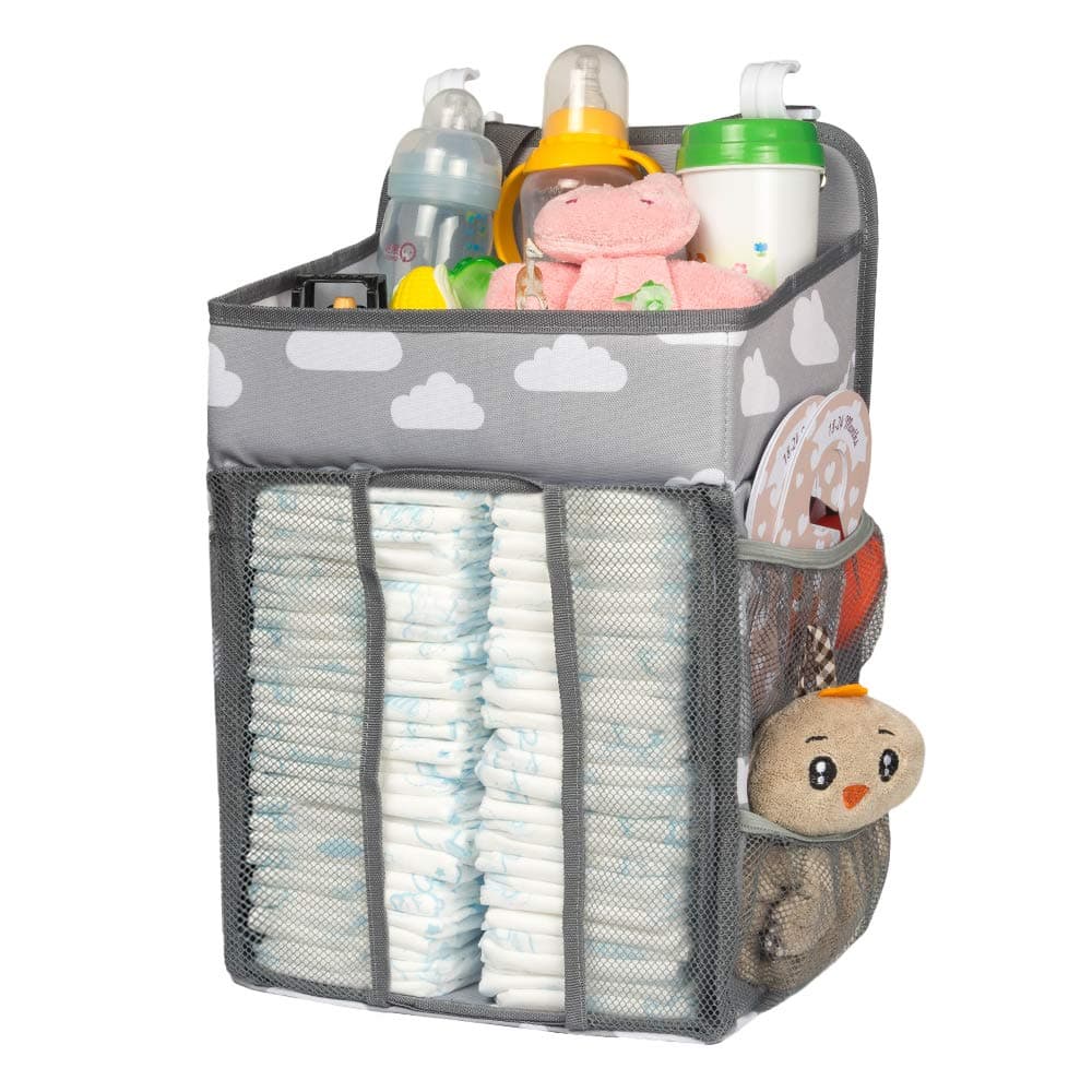 Selbor Baby Nursery Organizer and Diaper Caddy, Hanging Diaper Stacker Storage for Changing Table, Crib, Playard or Wall - Nursery Organization & Baby Shower Gifts for Newborn(Cloud)