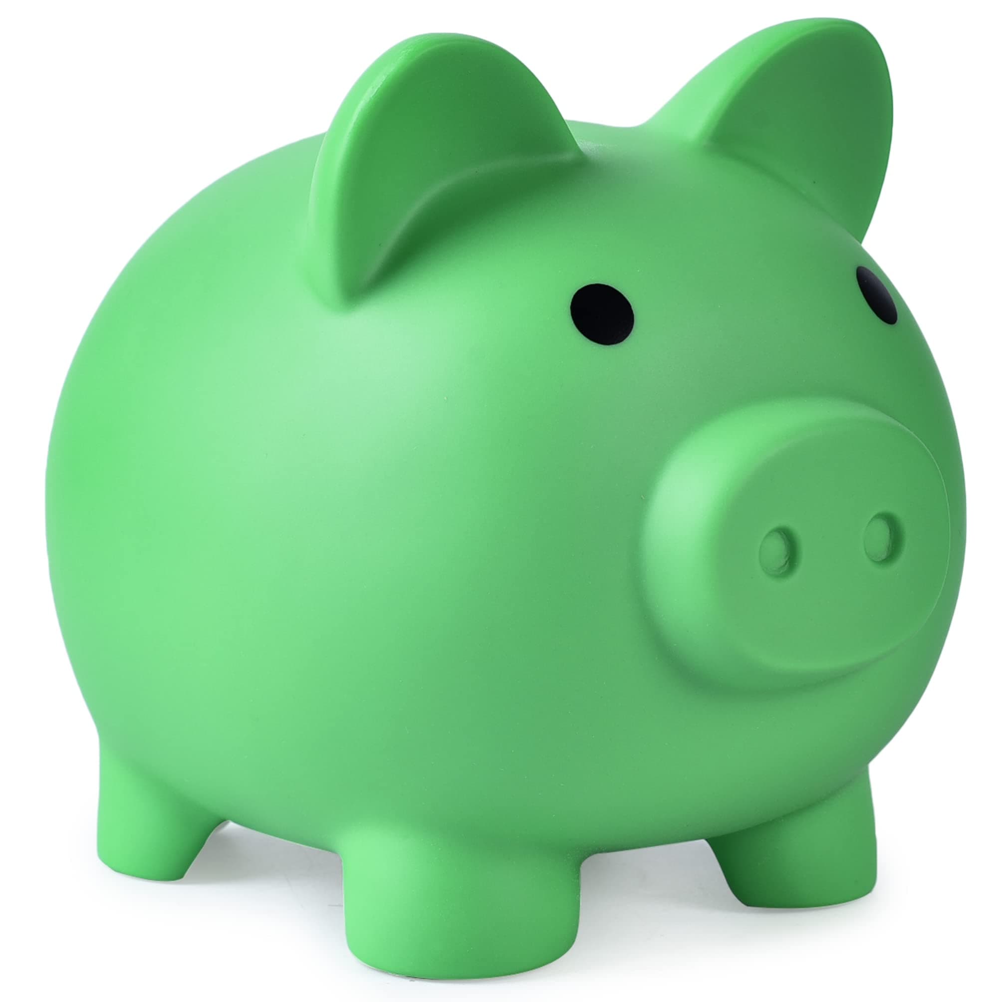 Large Piggy Bank, Unbreakable Plastic Money Bank, Coin Bank for Girls and Boys, Large Size Piggy Banks, Practical Gifts for Birthday, Easter, Christmas (Green)