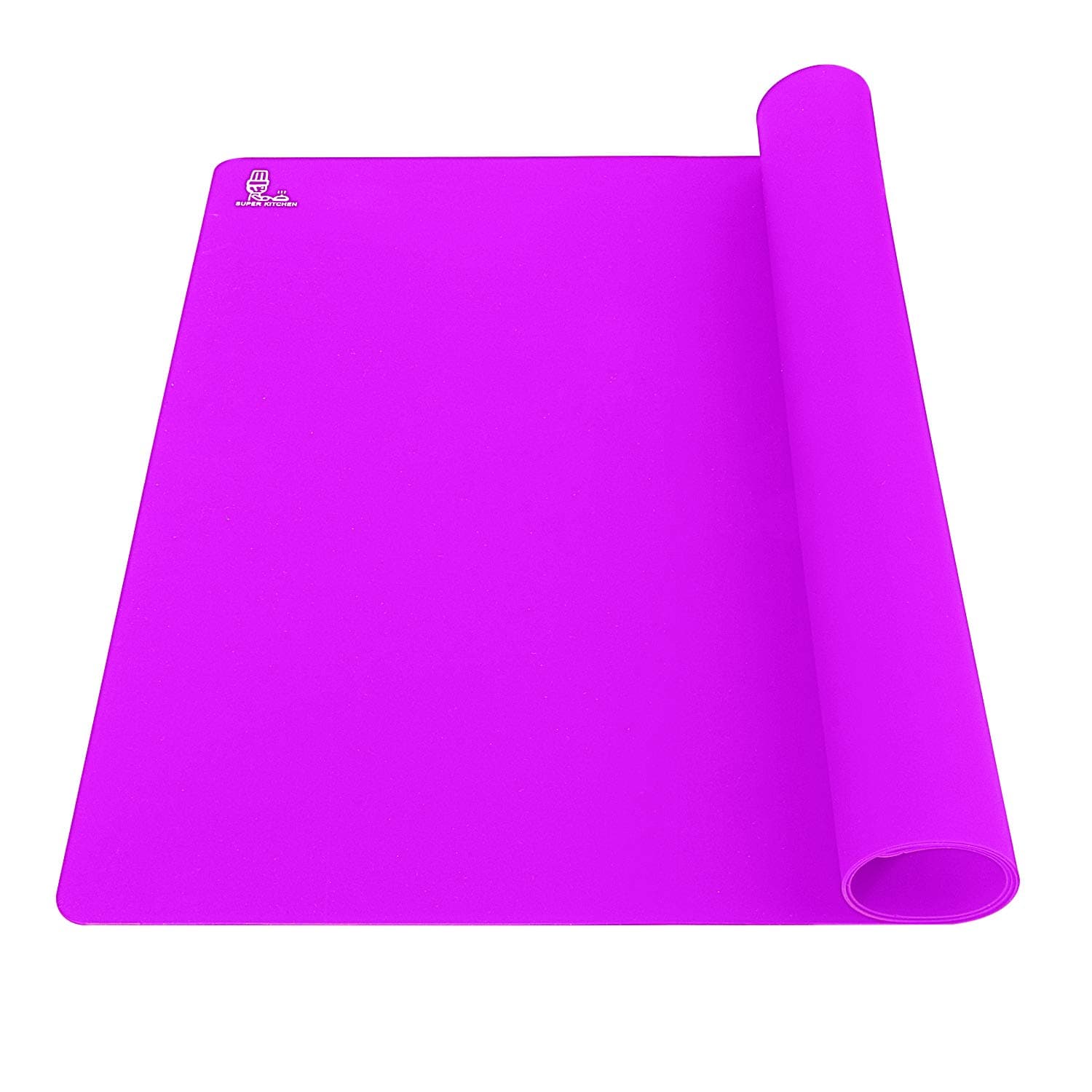Non Stick Silicone Pastry Baking Mat, Extra Large Dough Rolling Kneading Mat, Kids Placemat, Heat Resistant Table Countertop Protector, Fondant Mat, Food Feeding Mat for Dog Cat, 60×40 cm (Purple)