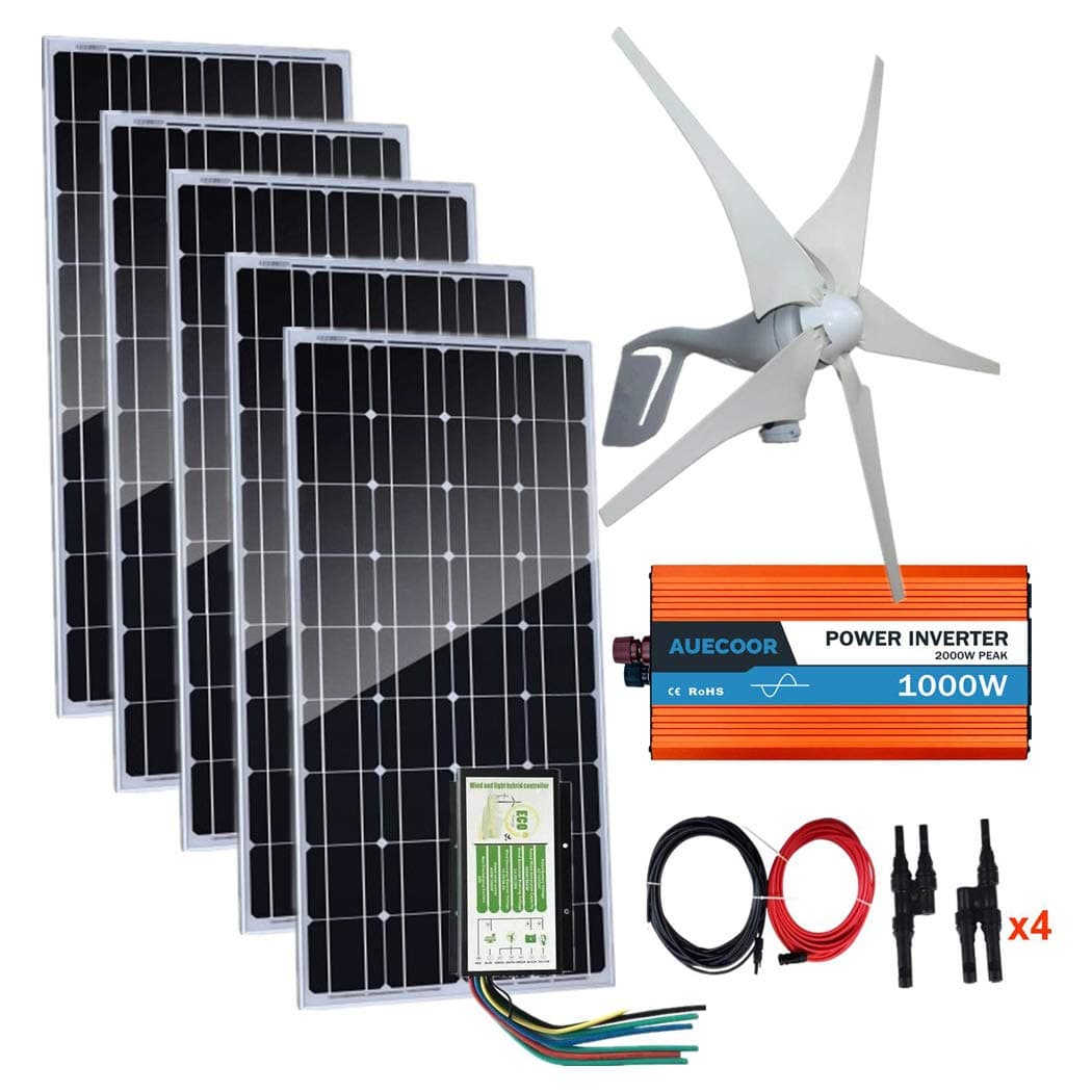 900W Windmill Kit 400W Wind Turbine Generator & 5pcs 100W Mono Solar Panel