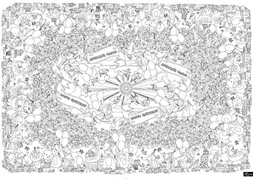 Large Coloring Tablecloth Or Poster | Birthday Fun | Thick & Leak-Proof | Comes With A 12 Color Pencil Set | Also Great For Your Crayons Or Markers | Fun At A Party for Kids or Adults | Supplies