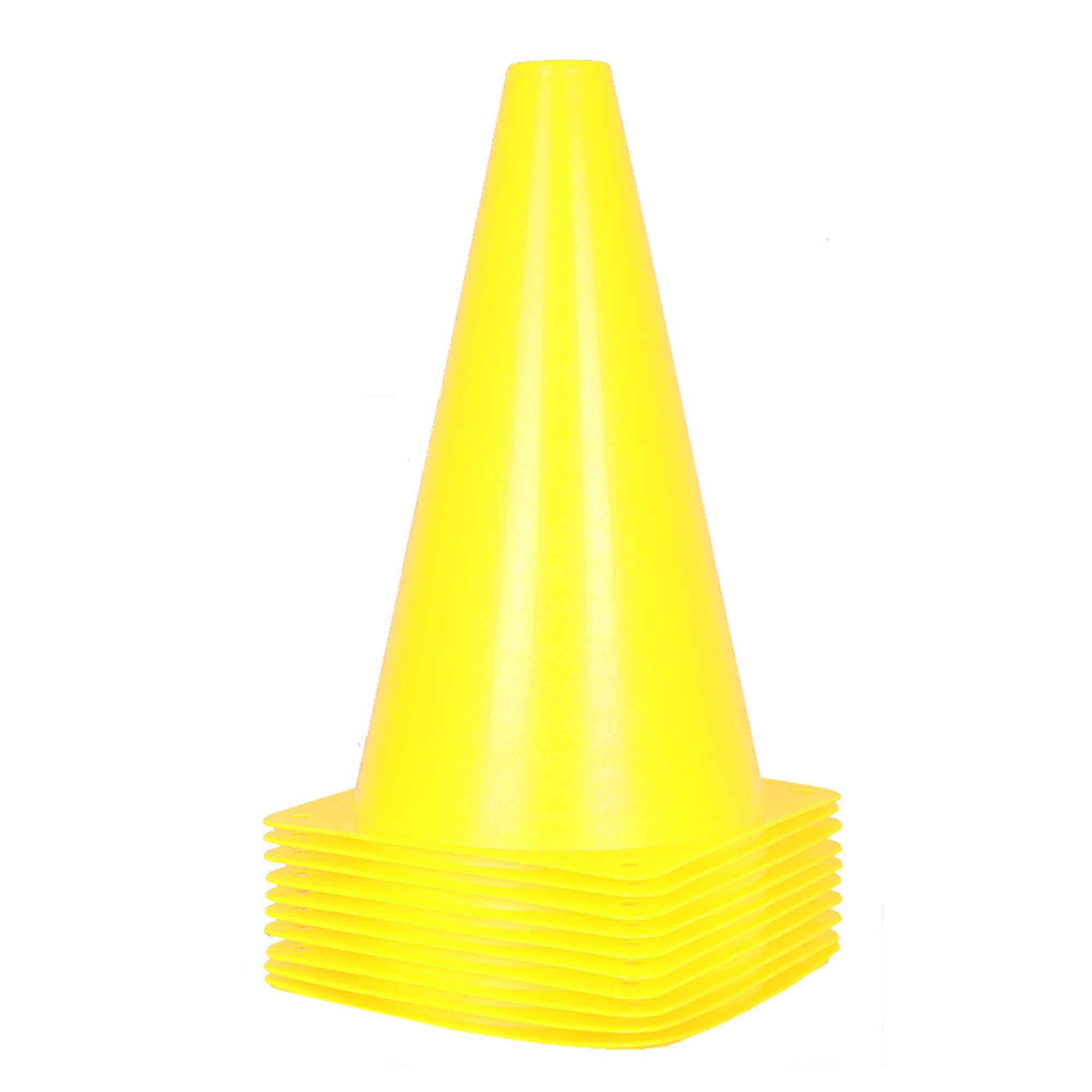 10 Pack Traffic Cones for Kids – 23cm Soccer Trainning Cones for Outdoor Activity & Festive Events (Yellow)