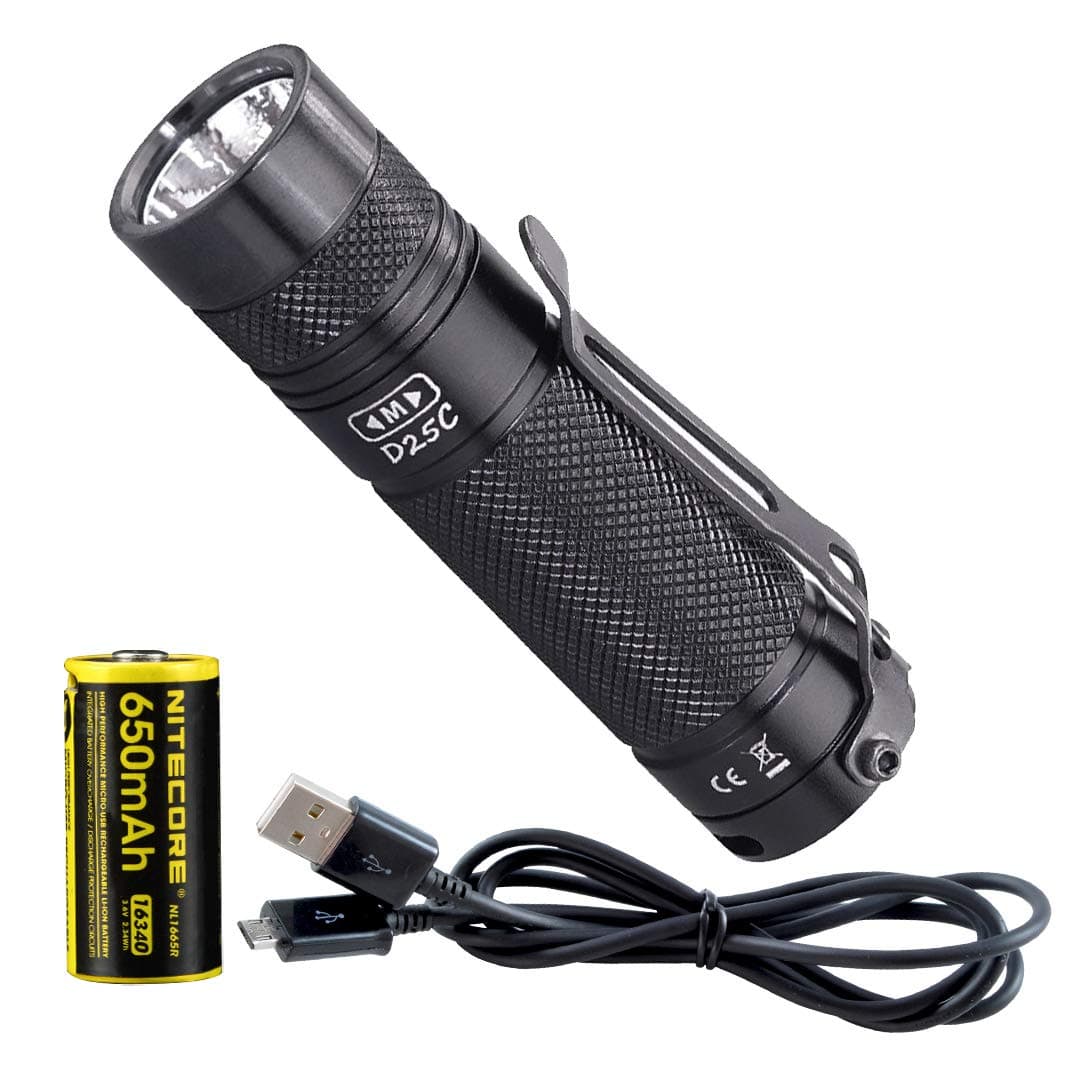 Eagletac D25C Clicky Mark II 800 Lumen Ultra-Compact Everyday Carry Tactical Flashlight with Battery and LumenTac Charging Cable