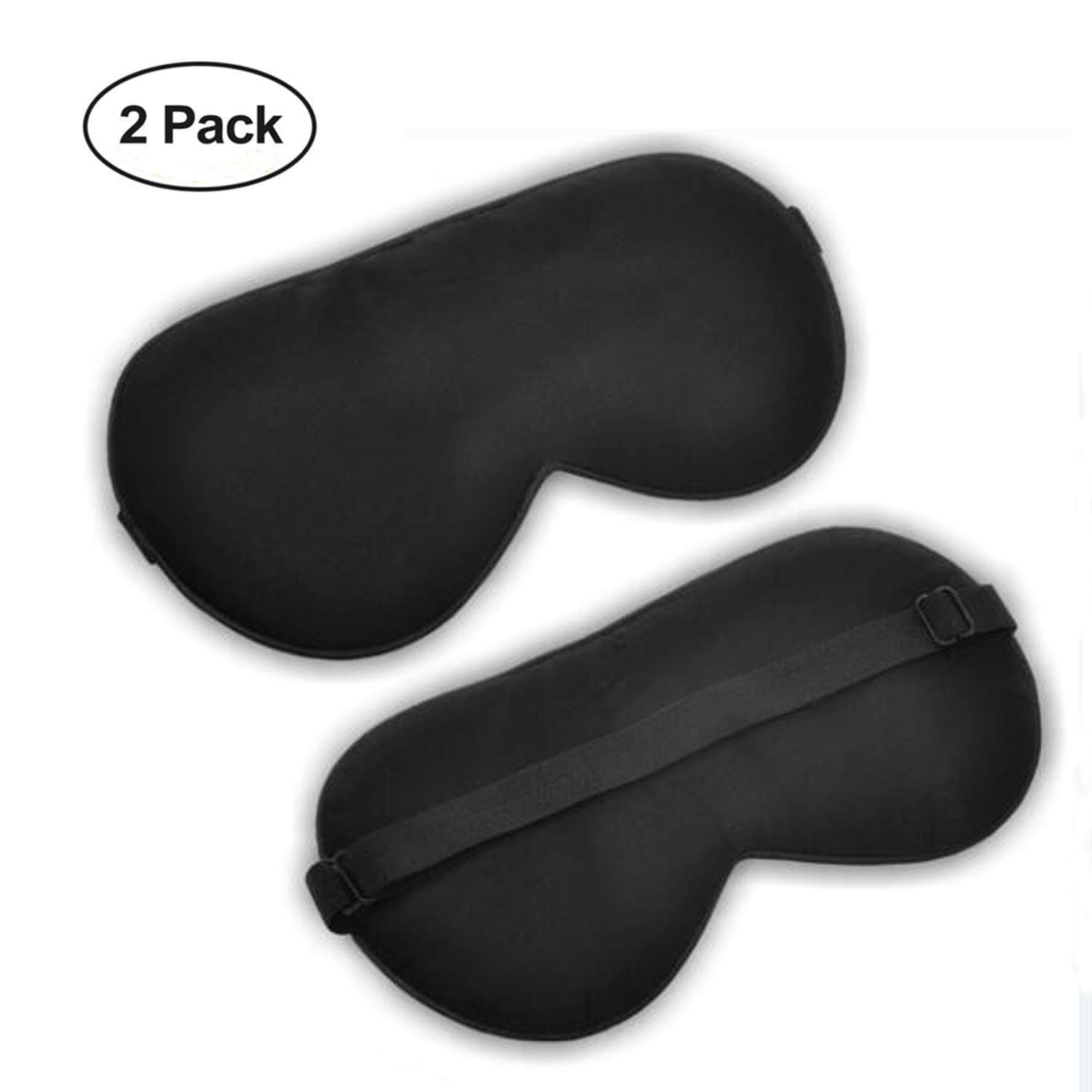 2-PACK Pure Mulberry Silk Eye Mask for Sleeping with Adjustable Strap, Super Smooth and Comfortable Sleep Mask for Men Women and Kids