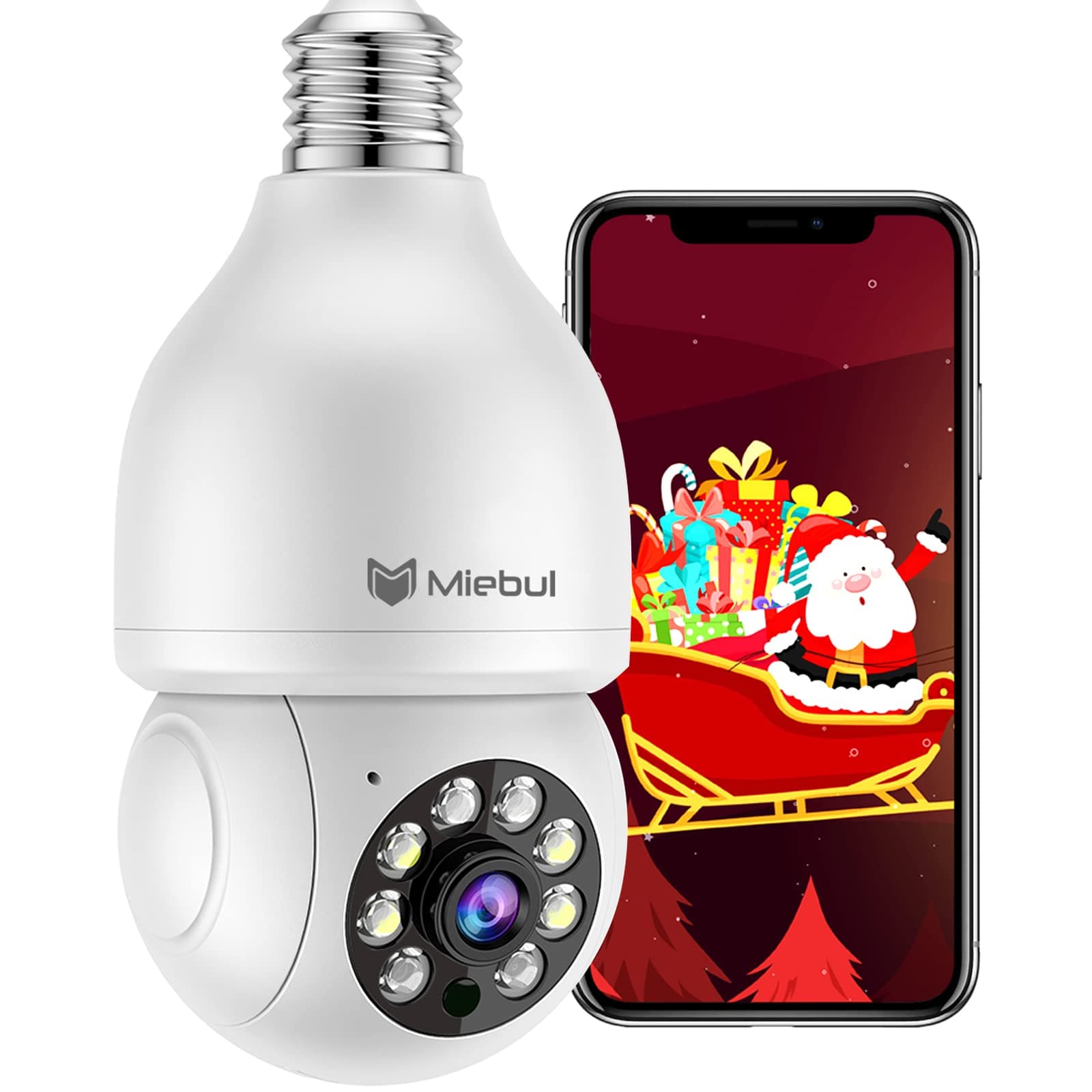 Miebul 5GHz 2.4GHz Wireless Light Security Camera, Home/Outdoor 1080P 5G WiFi 360 Degree Pan/Tilt Panoramic IP Camera with Motion Detection Alarm Two-Way Talk Color Night Vision Remote Viewing Black