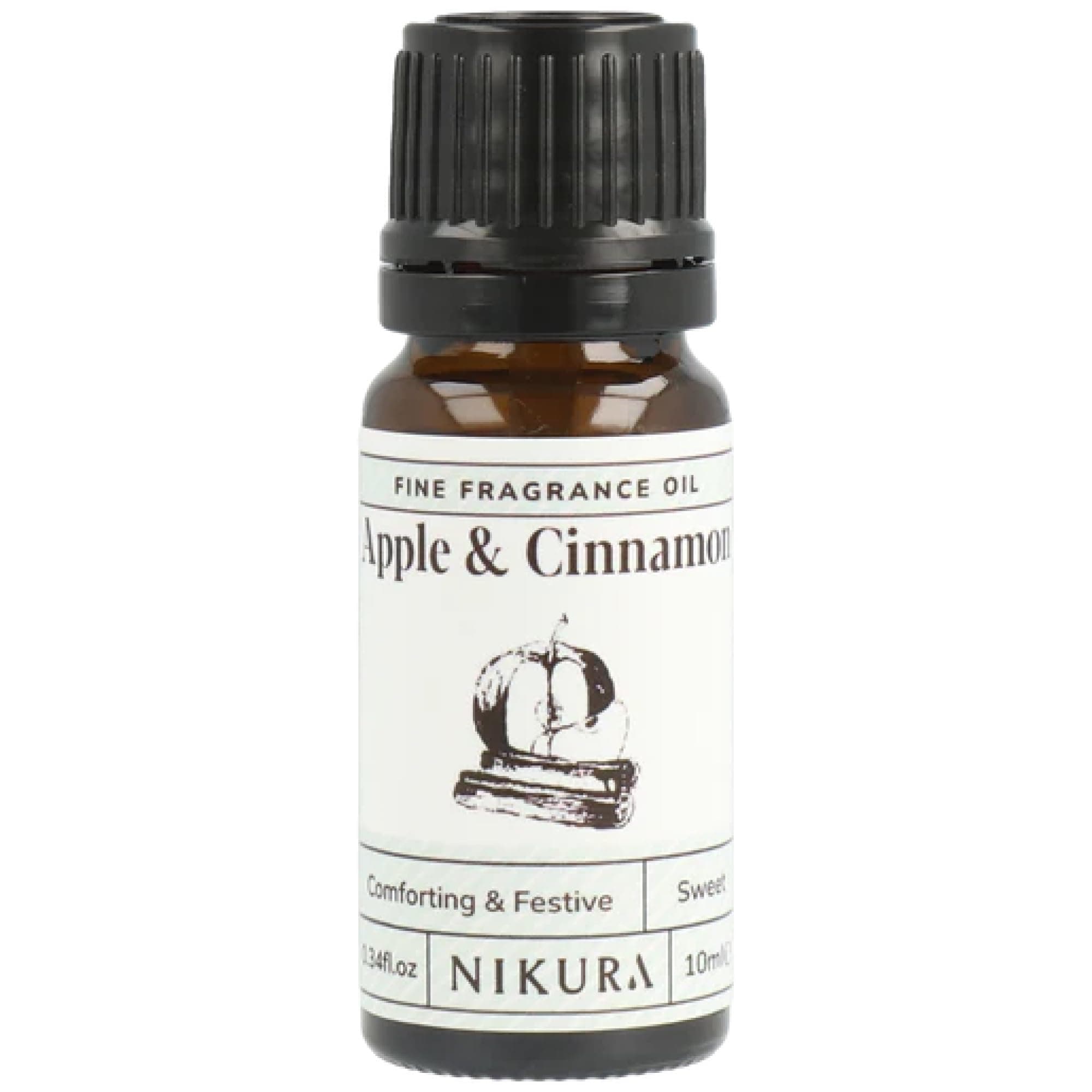 Nikura Apple & Cinnamon Fine Fragrance Oil - 10ml | Perfect for Soap Making, Candle Making, Wax Melts, Diffuser, Burner | Great for use in Bath Bombs, Perfume Oil, Perfume Scents | Vegan & UK Made