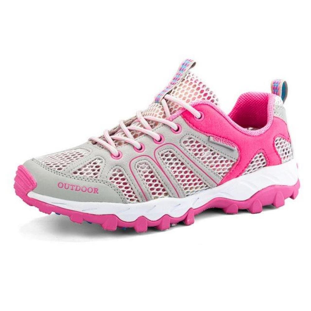 TZTONE Unisex Breathable Quick-Dry Hiking Shoes Mountaineering Shoes for Men Women Outdoor Walking Sneakers TZT-HS666-110-Pink-38