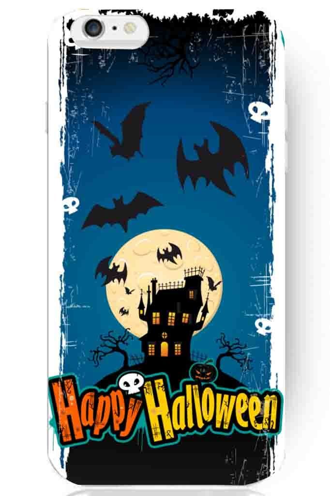 Designed Case Halloween Custom Happy Pumpkin Special Fashion Cute Smile Smiley New Hard Plastic Back Case Cover Housing for Iphone 6 4.7 Inch (#5 blue ghost bat grave moon)