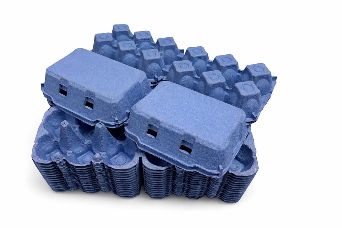 50 NEW 1/2 DOZEN 'FLAT TOP' CARDBOARD EGG BOXES IN BLUE
