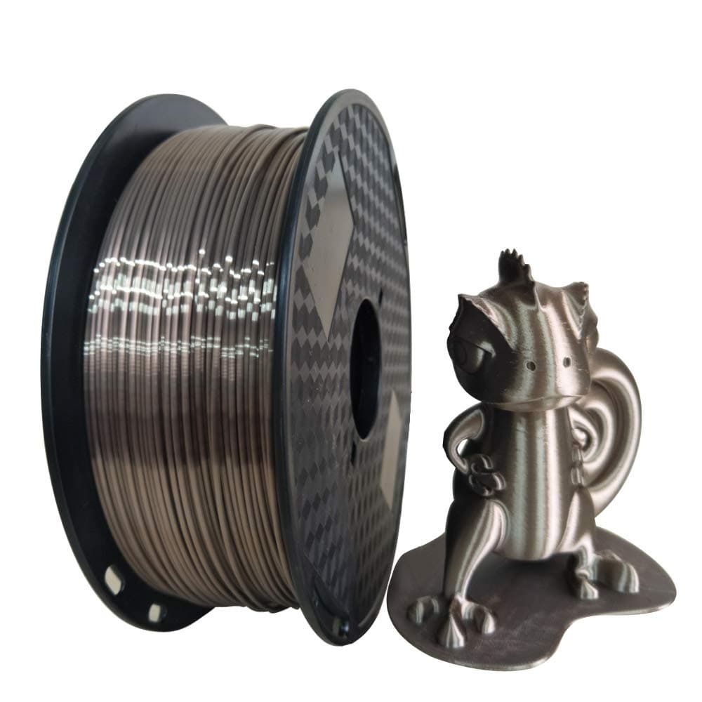 Silk Rose Gold 3D Printer Filament 1.75mm 1KG 2.2LBS Spool 3D Printing Silky Shiny Metal Metailic Rose Gold (Dark) PLA Materials Shine Chocolate Brown Coffee Gold