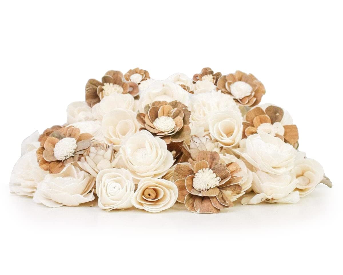 Sola Wood Flowers Mini Random Assortment - 50 pcs, Artificial Flowers for Decoration, Flower Bouquets, Centerpieces and DIY Home Decor