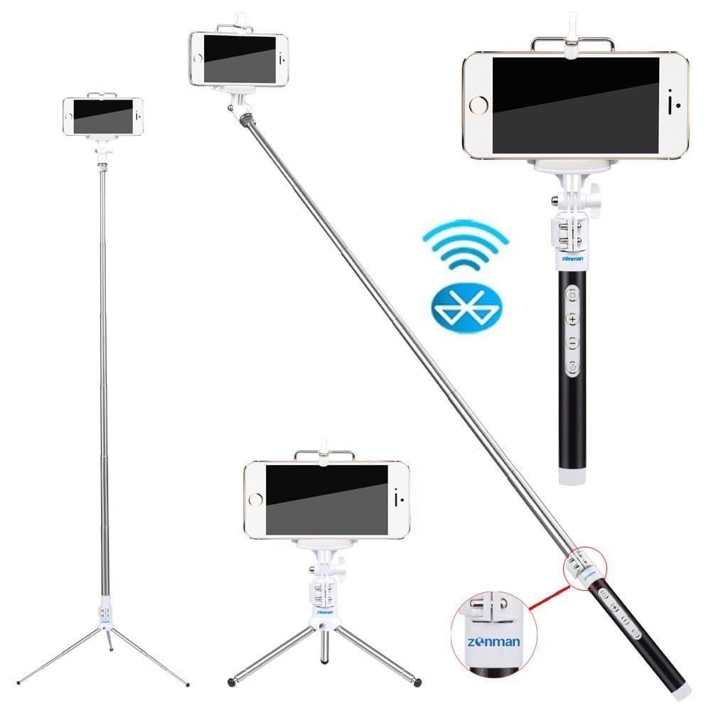 Extendable Selfie Handheld Stick Monopod Handheld Fully Adjustable Handheld Monopod Universal Selfie Stick Telescopic Mobile Phone Holder for Iphone Samsung THC ZTE Huawei and Other System Over IOS 6.0 and Android 4.2.2 Smartphones