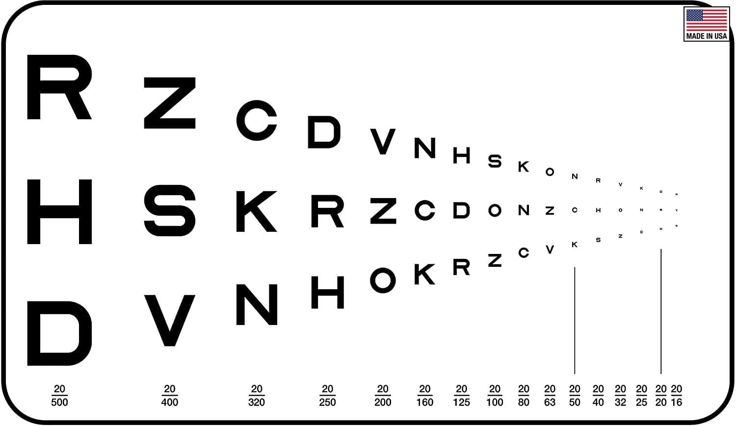 Precision VisionPocket Near Vision Eye Chart, Traditional Runge