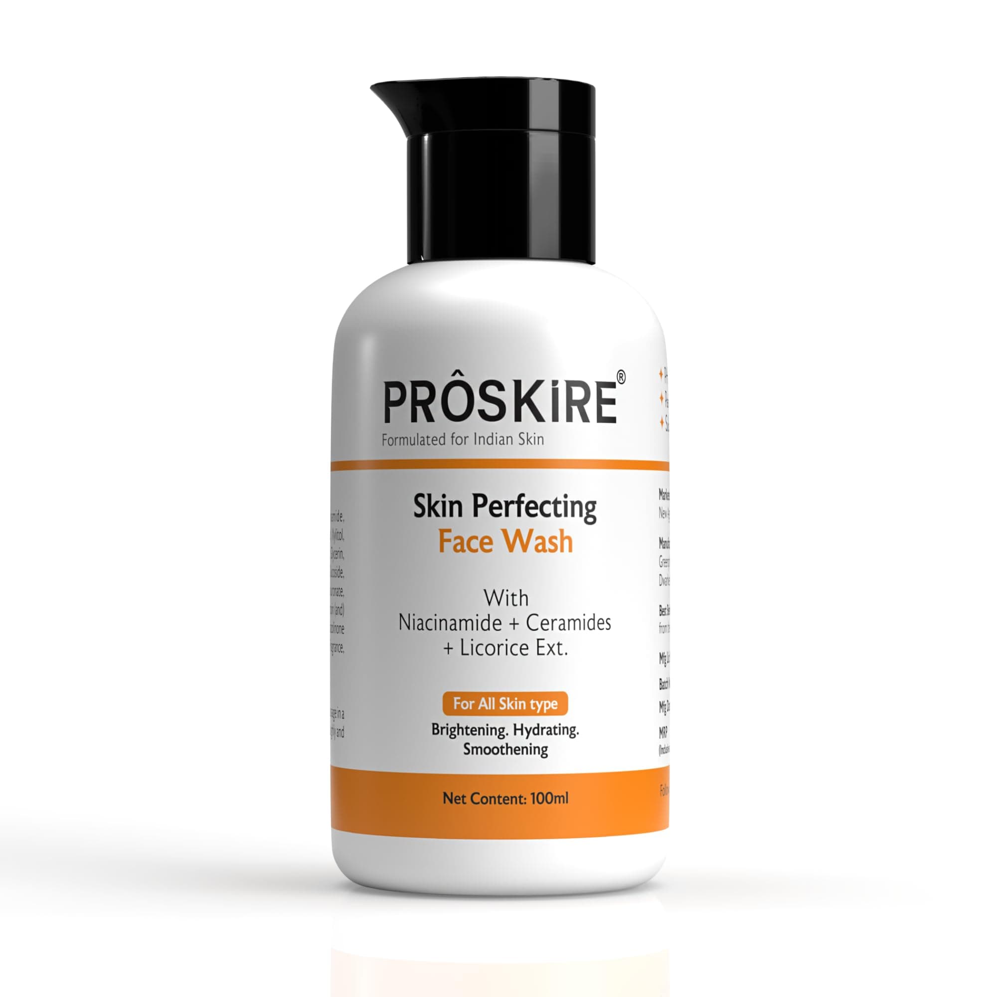 Proskire Skin Perfecting Face Wash with Niacinamide, Ceramides & Licorice | Clear, Glow, Oil Control − 100ml
