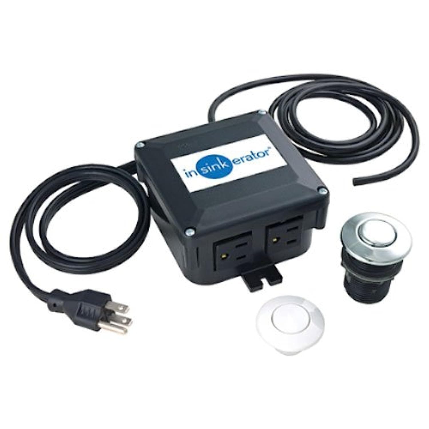 Garbage Disposal Air Switch Kit, Dual Outlet Sink Top Switch Button for All INSINKERATOR Food Waste Disposer Models, Chrome/White STS-OO