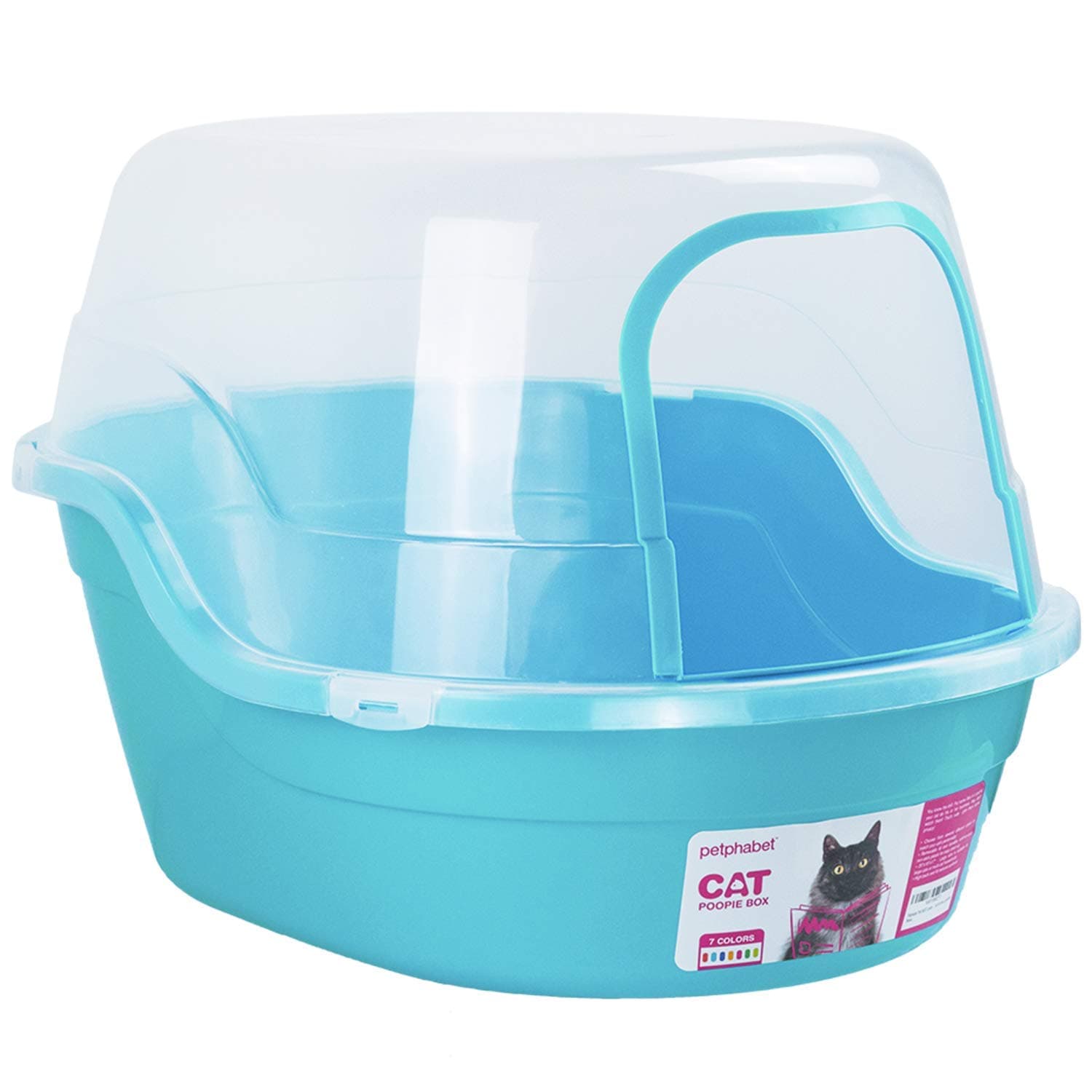 Petphabet litter tray Cat Litter Tray/cat litter box Toilet box XXL, 63x48x43cm, Jumbo Hooded Cat Litter Tray with lid Extral Large Litter tray enclosed Pet litterbox Teal