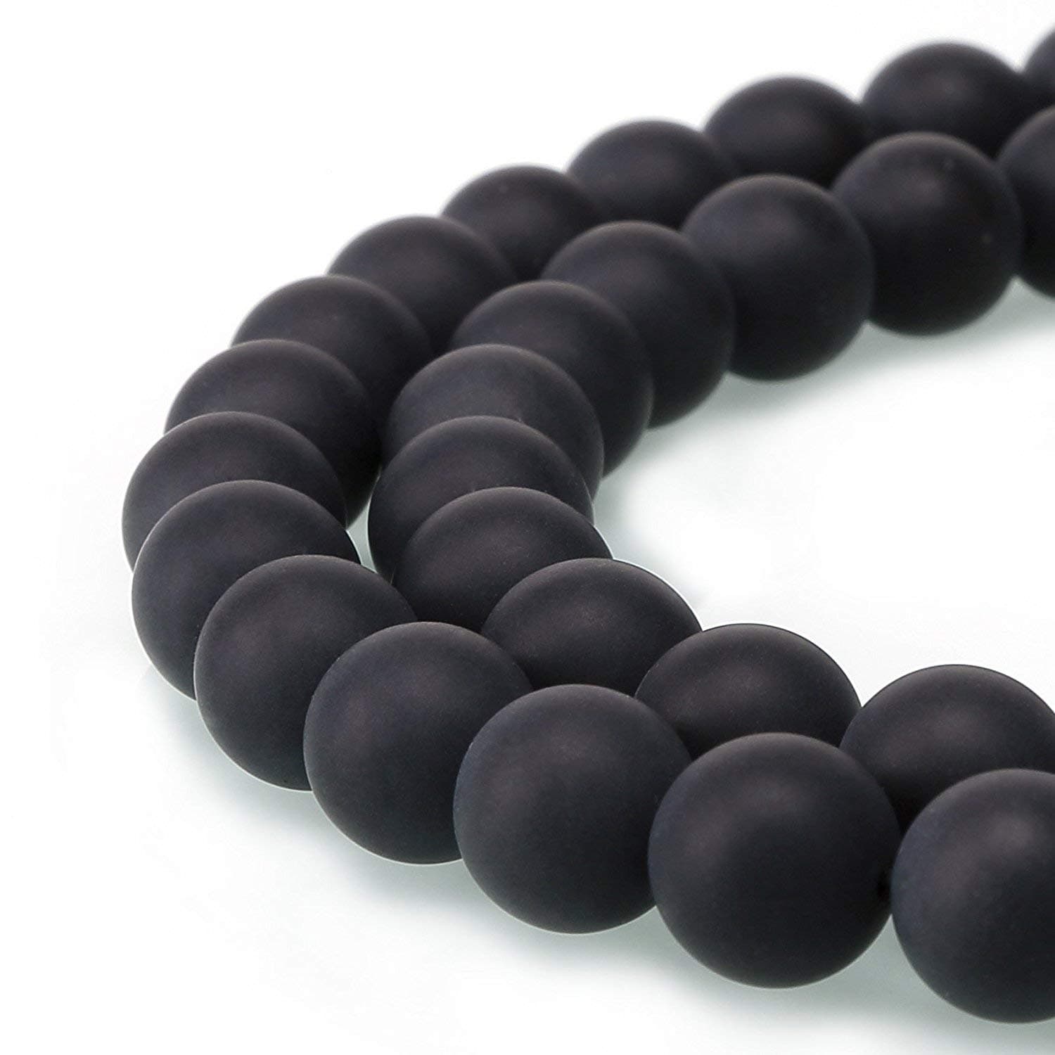BRCbeads Matte Onyx Gemstone Loose Beads Round 6mm Crystal Energy Stone Healing Power for Jewelry Making- Black