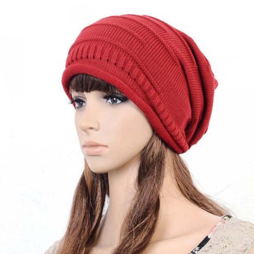Winter Beanies Womens Crochet Slouch Oversized Red