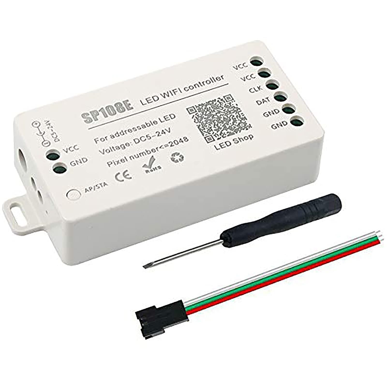 RGBZONE WS2812B WS2811 SP108E WiFi Controller DC5V~24V, Support WS2811 WS2815 WS2801 SK6812-RGBW WS2813 SK9822 etc Almost LED Strip Module Light iOS/Android App Control AP Mode/STA Mode, Suit Indoor