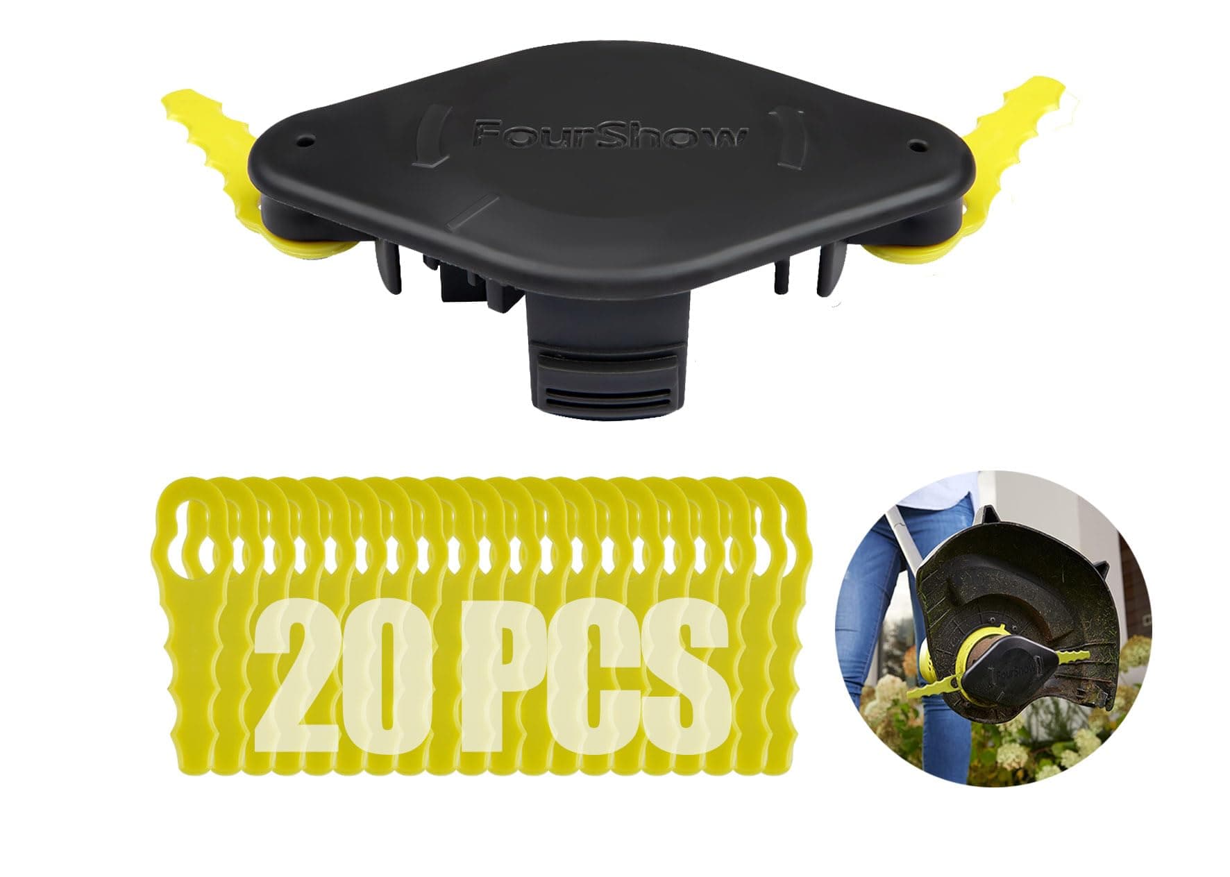 【Quickload】 Bladed Trimmer Head Compatible with Ryobi String Trimmer 18V 24V Hybrid,AC052N1 Weed Eater Bladed Head ACFHRL2 with 20Pcs Spare Blades