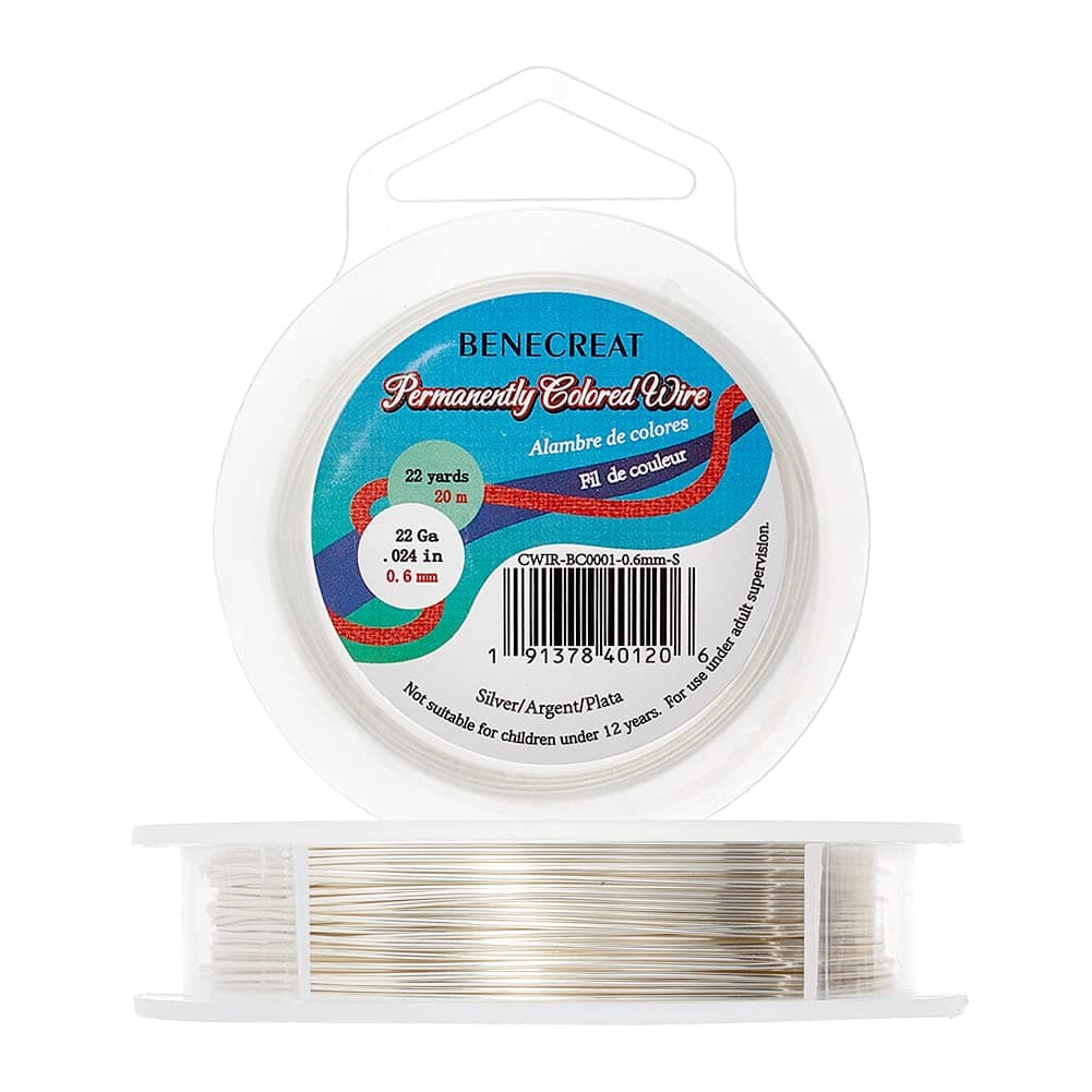 BENECREAT 22-Gauge Tarnish Resistant Coil Wire, 66-Feet/22-Yard 22-Gauge(66-Feet/22-Yard) Silver