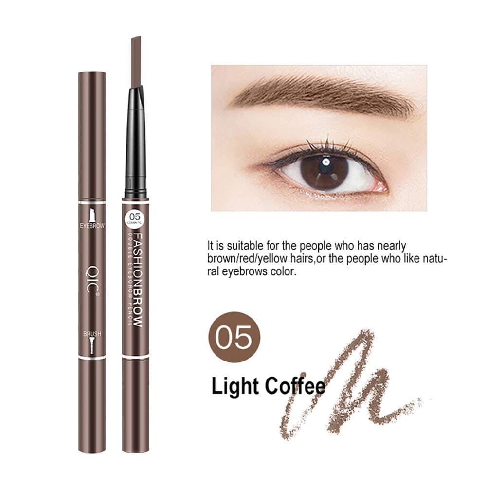 3D Eyebrow Pencil, Long Lasting Non-marking Eyebrow Pencil Brow with Brush for Girls 2 PACK（Light coffee）