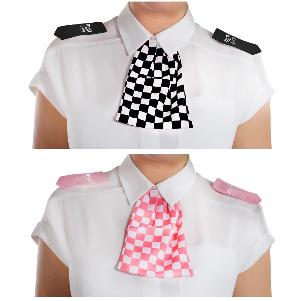 Police Wpc Epaulettes And Checkered Scarf Set Great For Cops And Robbers Fancy Dress Party Accessory
