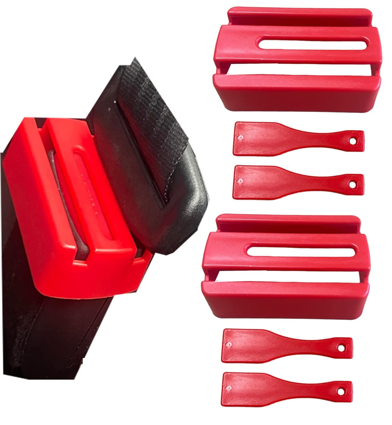 HowseHold Seat Belt Buckle Guard Cover 2 Pack & 4 Release Keys | Universal Fit, Prevents Kids & Disabled Passengers Unbuckling Seat Belts (2x Red Buckle Guards) Sea Belt Lock