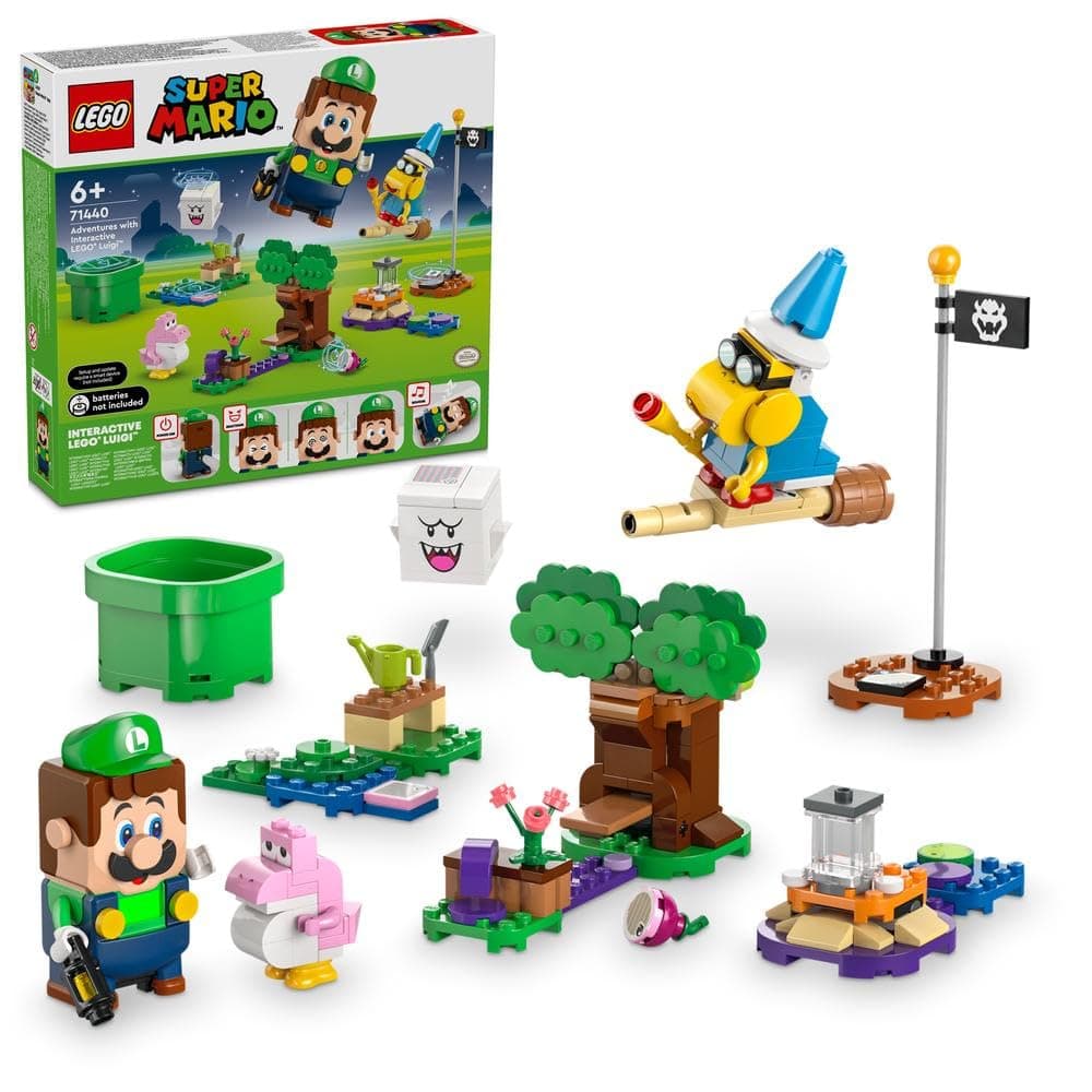 Super Mario Adventures with Interactive LEGO Luigi Toy, Nintendo Gift for 6 Plus Year Old Boys, Girls and Gamers, Garden Playset for Kids, with Pink Baby Yoshi Figure, 71440