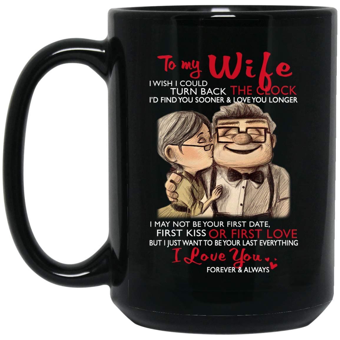 Up To My Wife Carl Ellie I WISH I COULD TURN BACK THE CLOCK Coffee Mug Cup - Meaningful Gift Carl And Ellie Gift ideas For Your Wife On Birthday, Xmas, Valentine Day