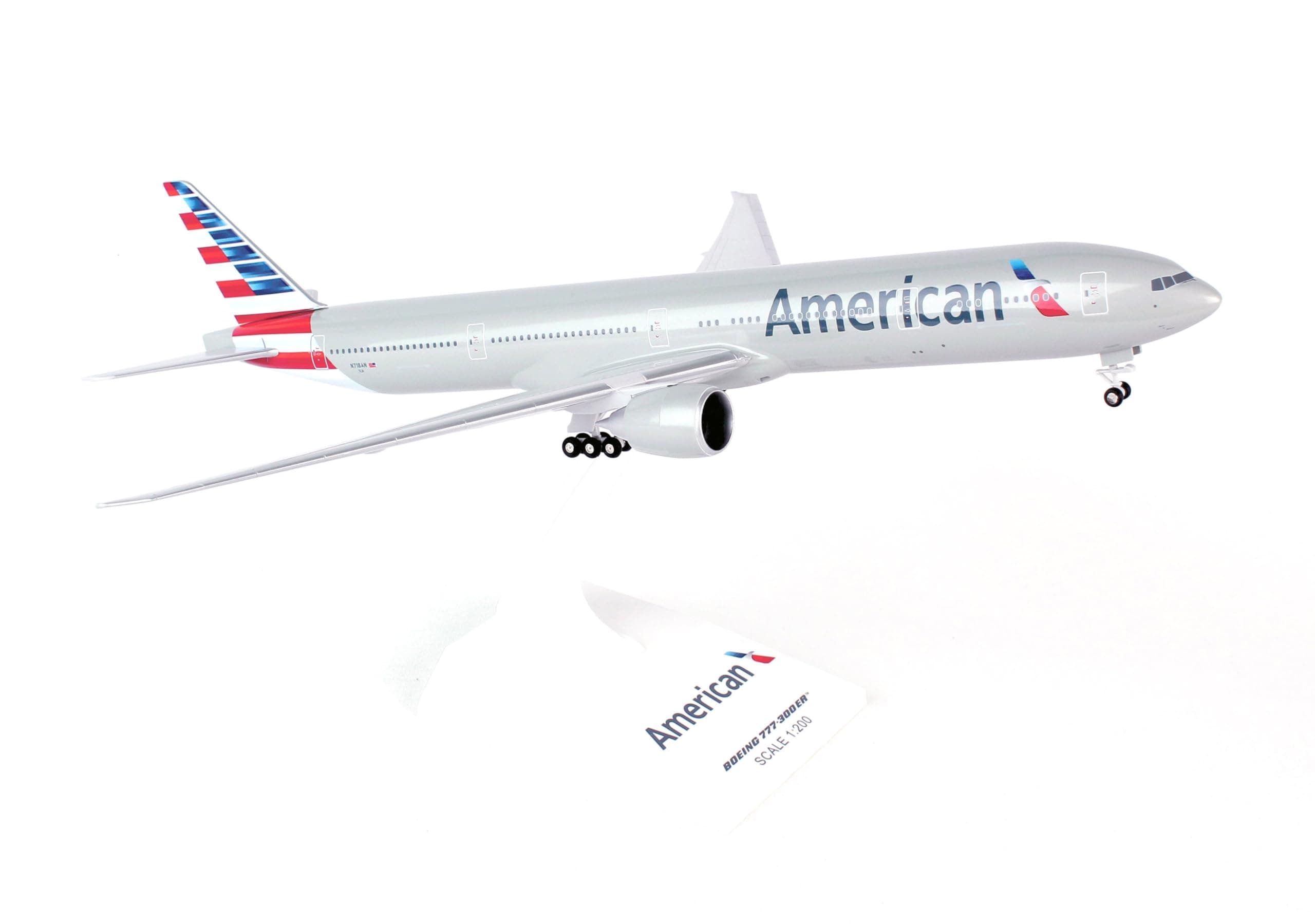 Daron Skymarks SKR715 American 777-300 New Livery Airplane Model Building Kit with Gear, 1/200-Scale, White